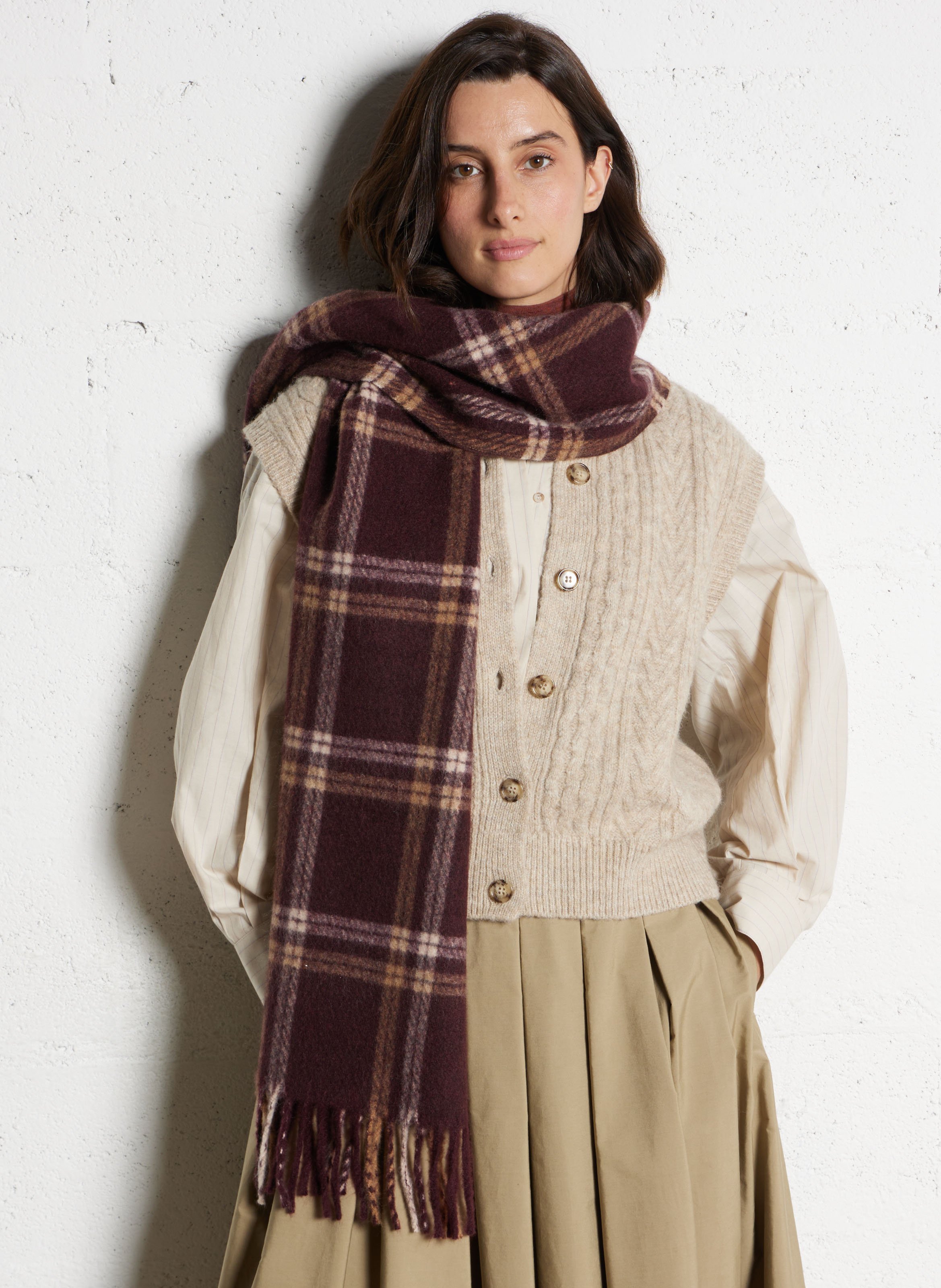 Check pattern scarf MAISON 123 Red