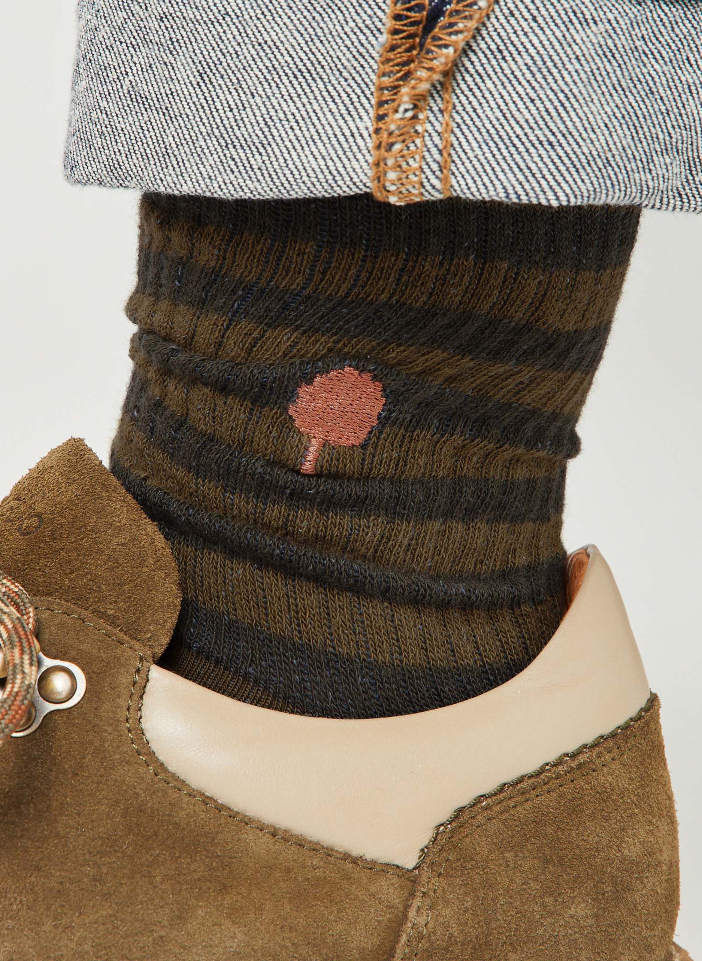 Pack mit 3 Paar bedruckten Baumwollmisch-Socken FAGUO Khaki