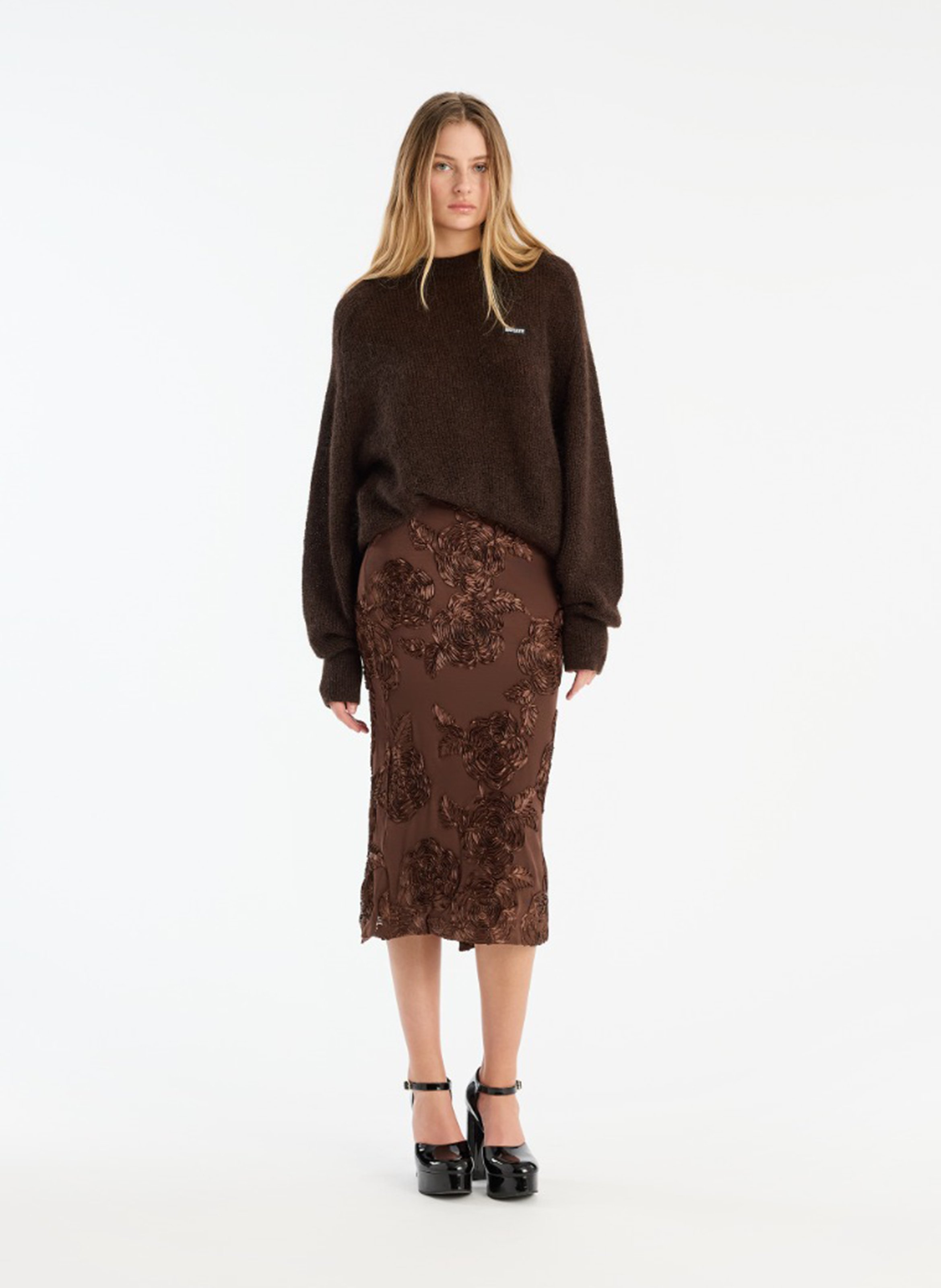Alpaca wool sweater ROTATE Brown