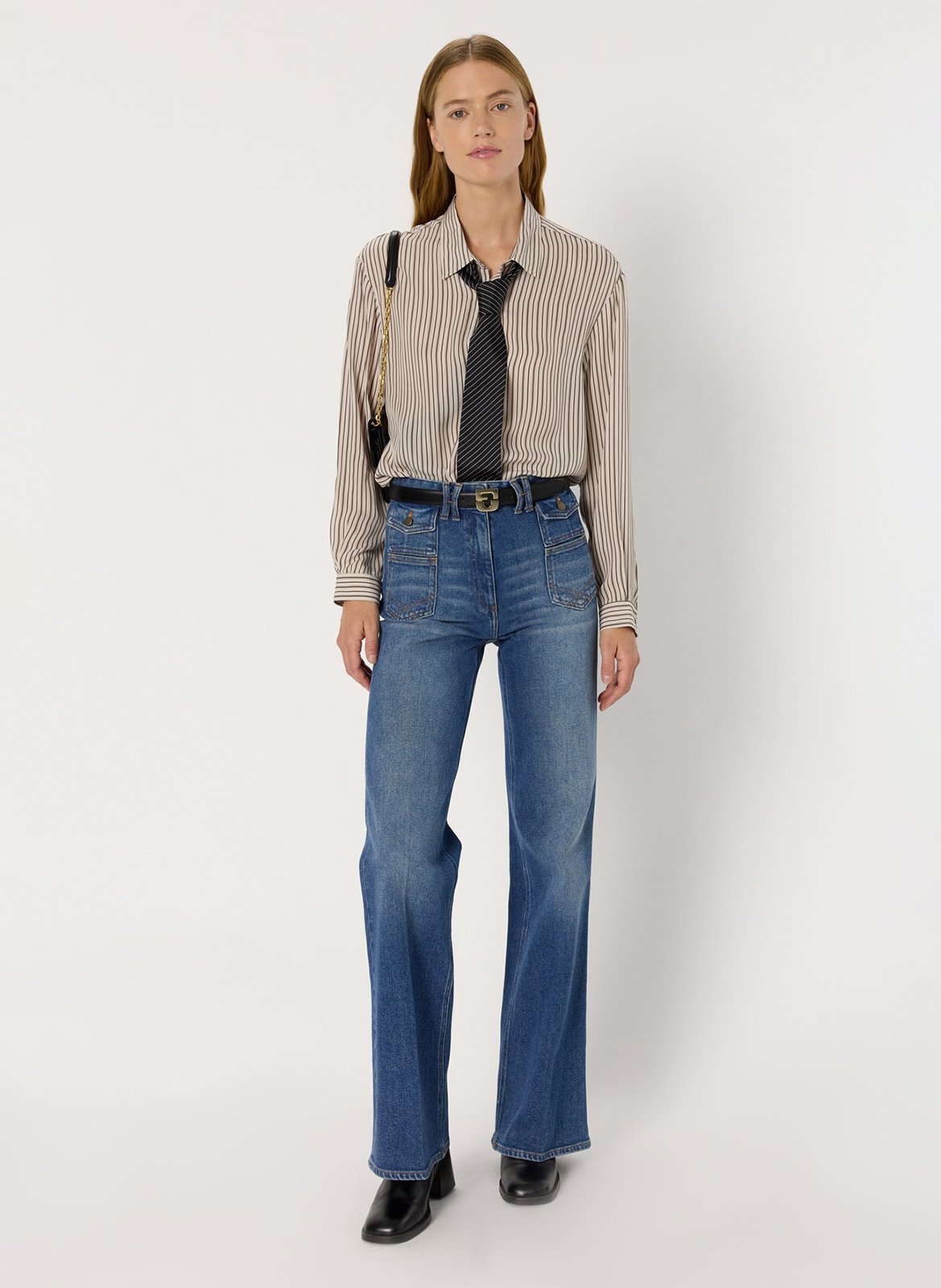 Chemise droite rayée GERARD DAREL Beige