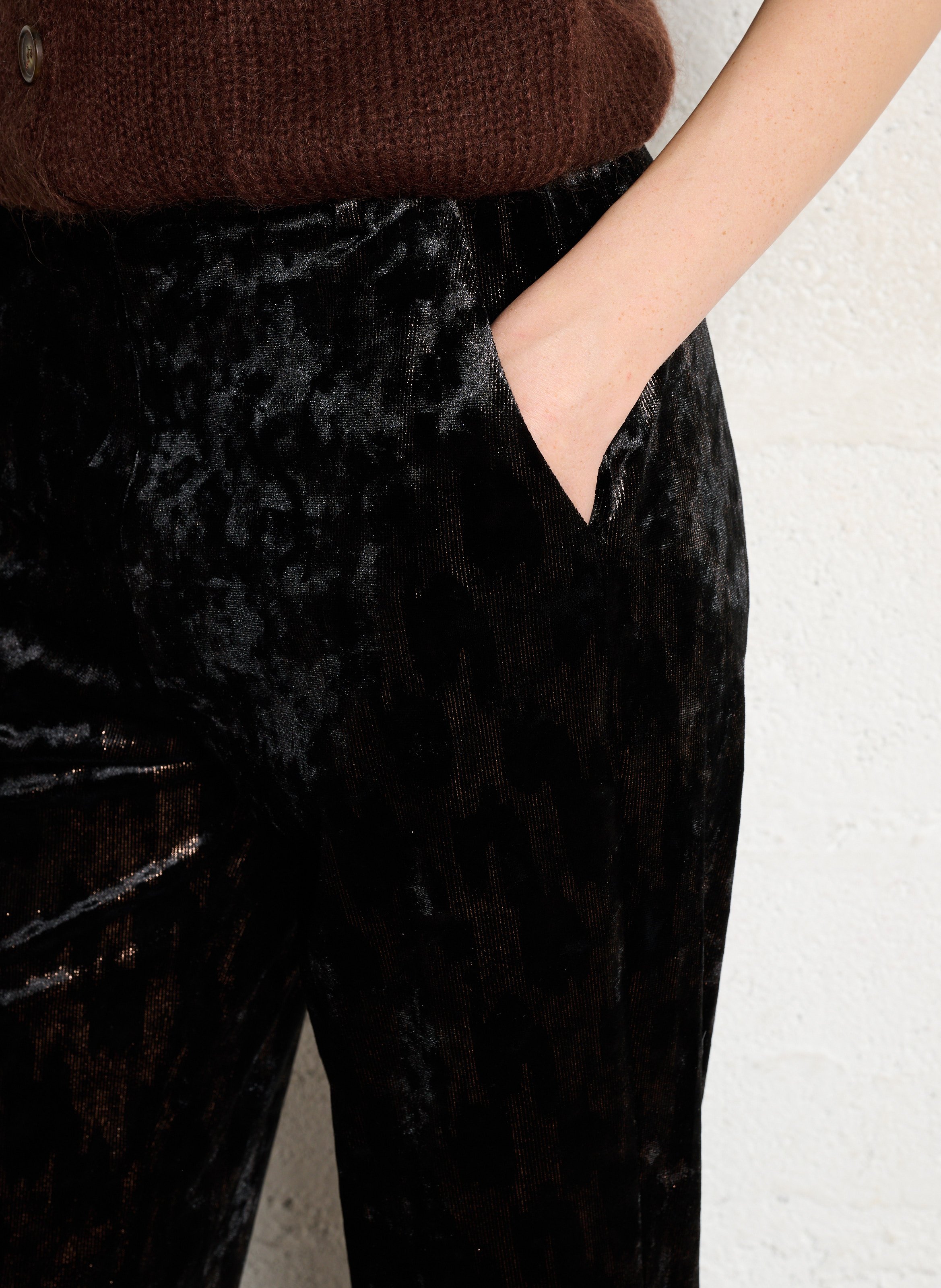 Pantalon droit aspect velours I CODE Noir
