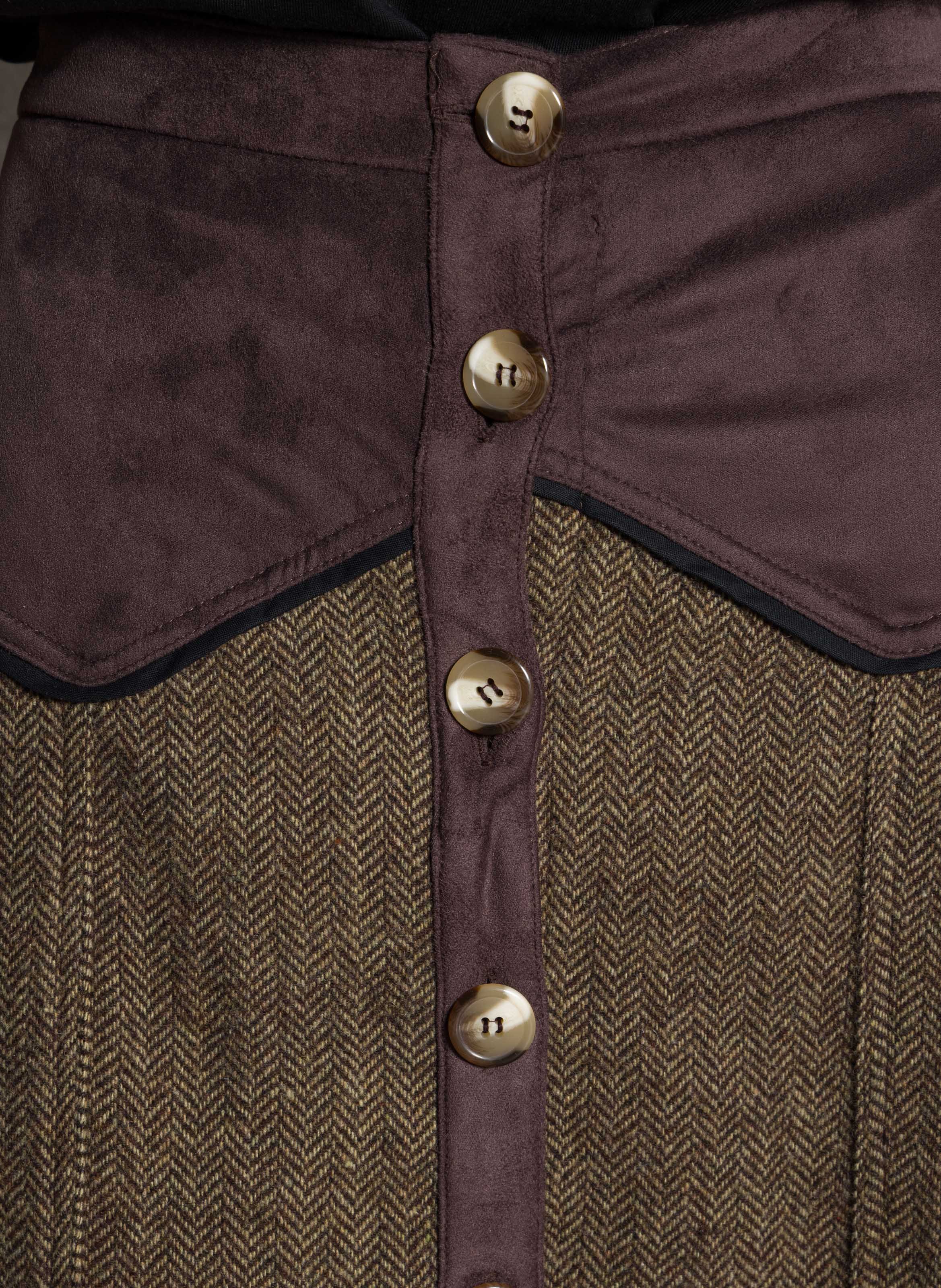 Jupe midi évasée en laine mélangée Vert