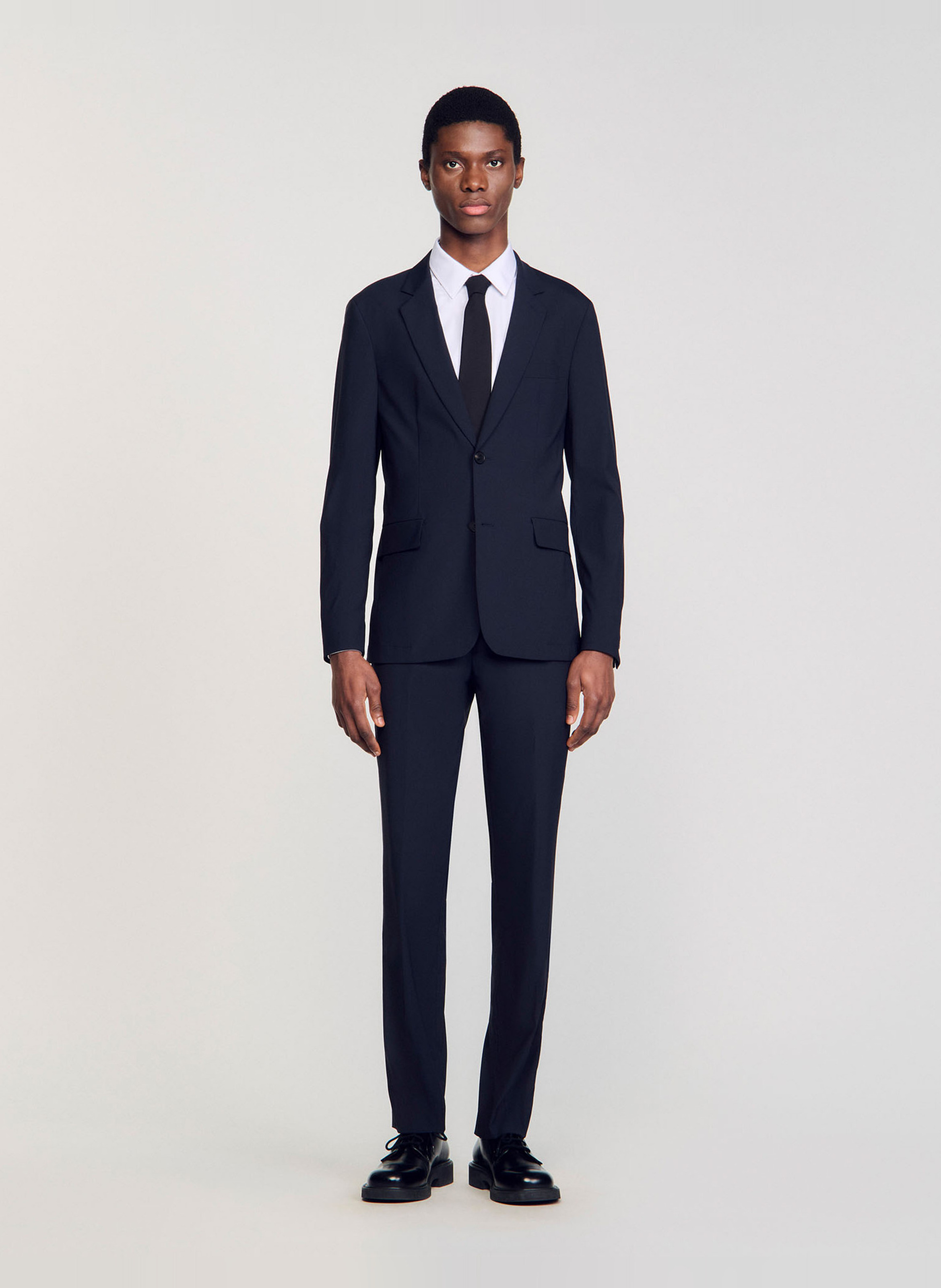 Veste de costume droite en laine mélangée SANDRO Bleu