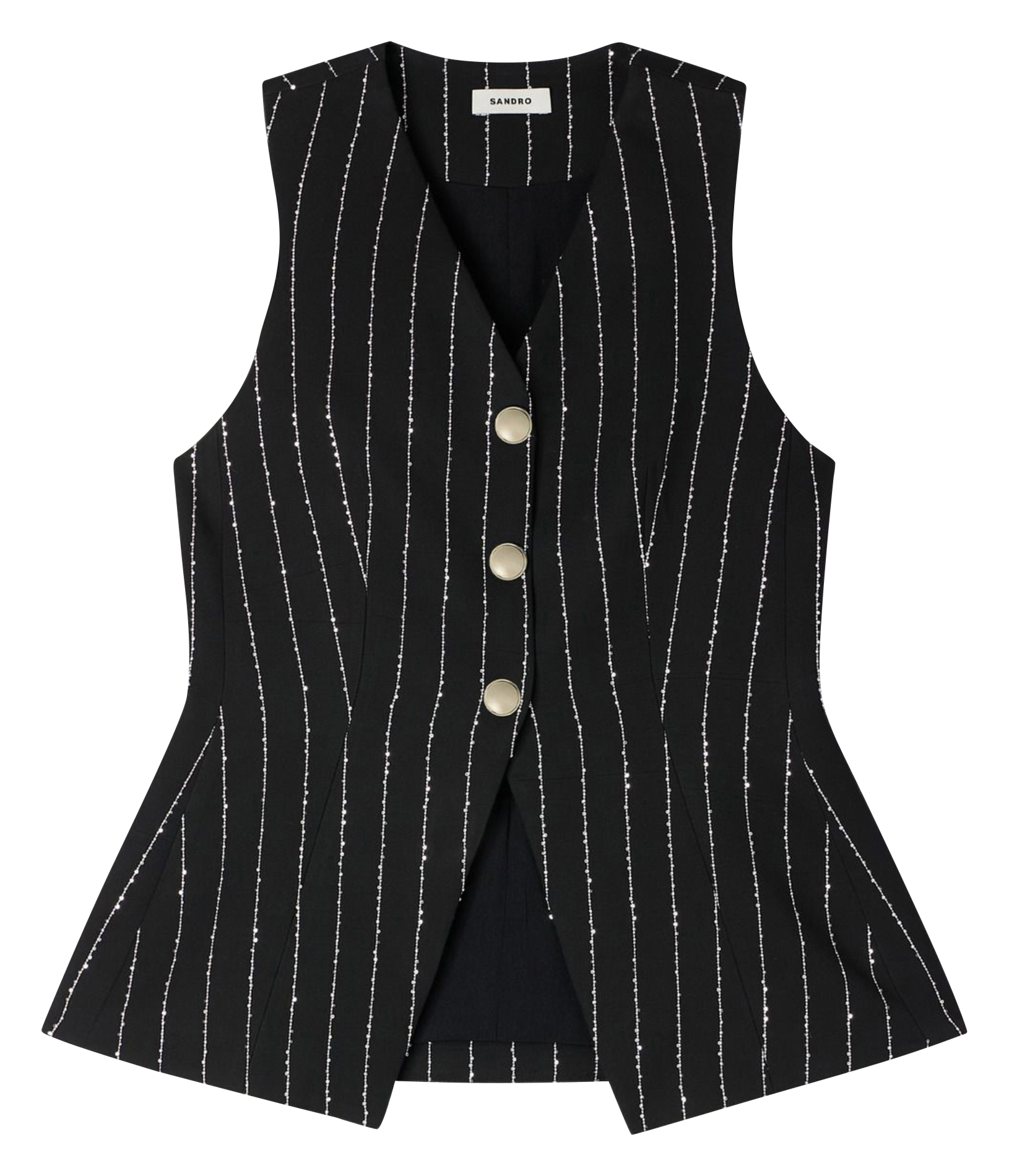Veston à rayures col v SANDRO Noir