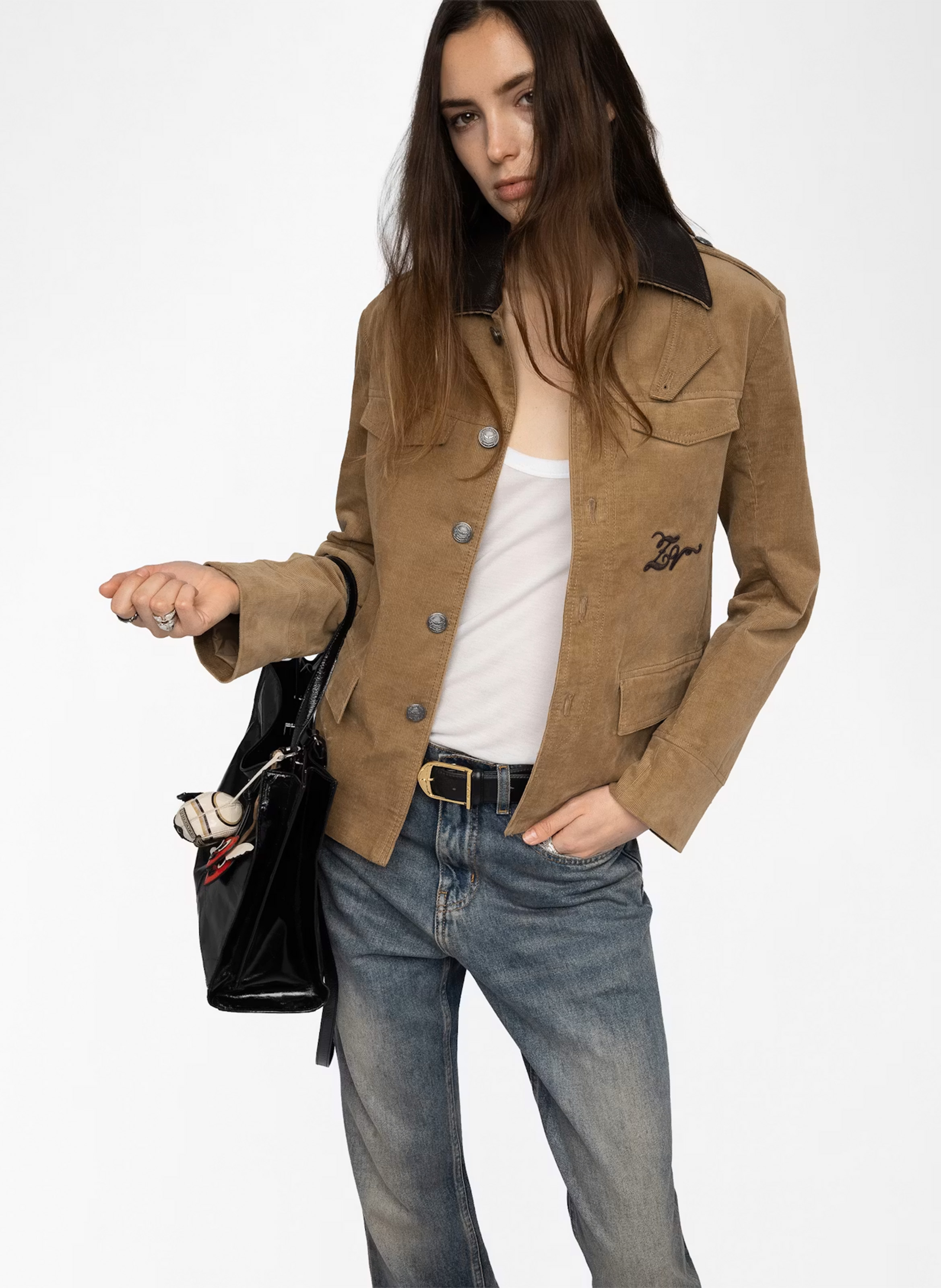 Straight ribbed cotton blend jacket ZADIG&VOLTAIRE Beige