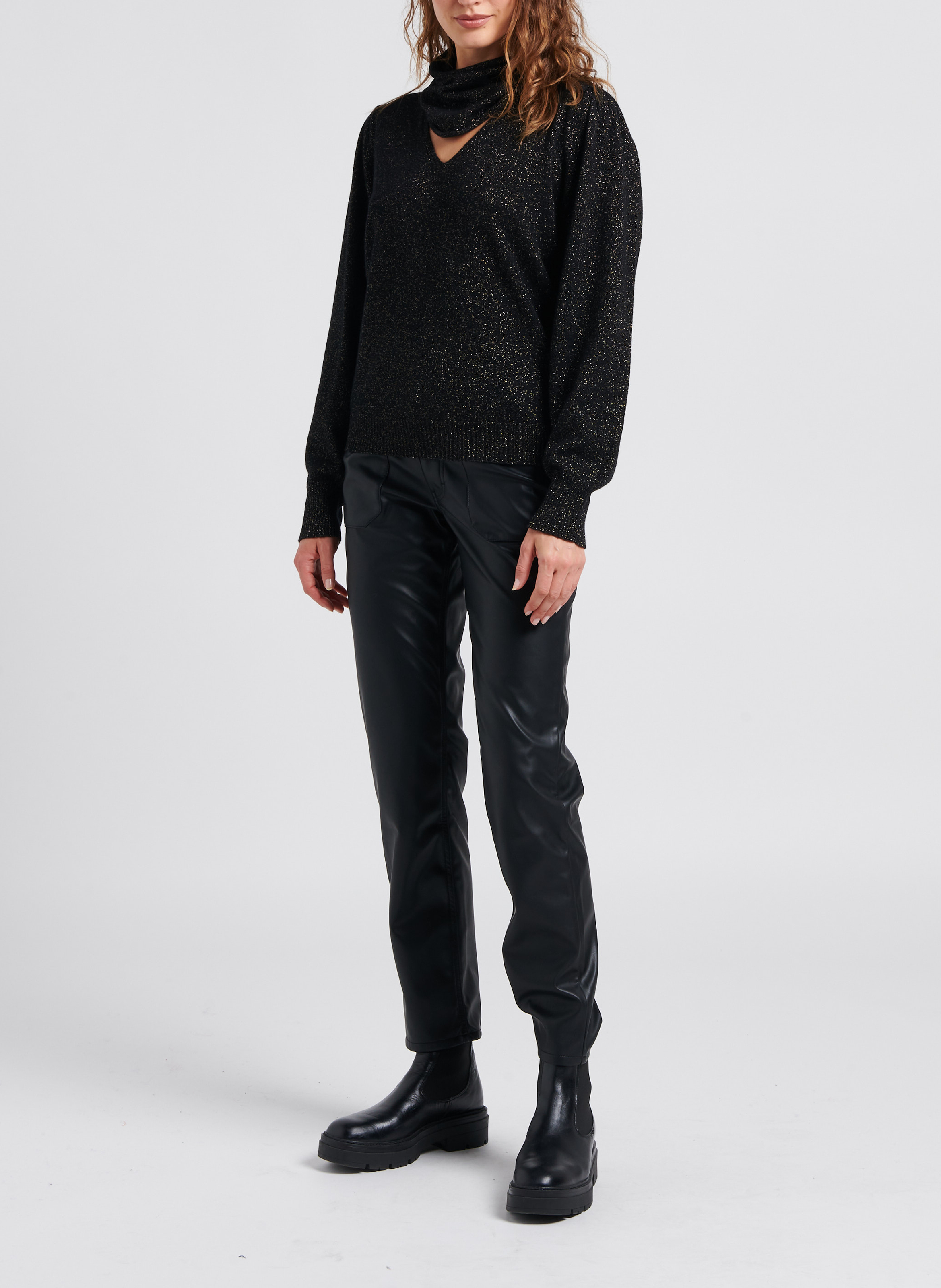 Wool-blend V-neck top TWINSET Black