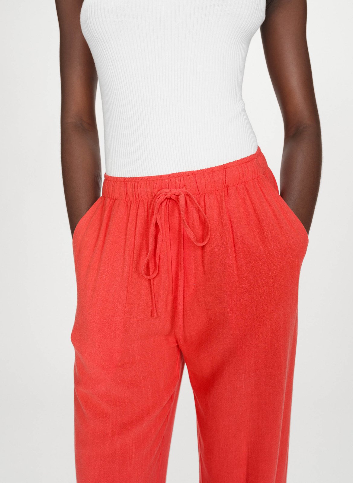 <p>Broek met hoge taille effen</p> GRACE ET MILA Rood