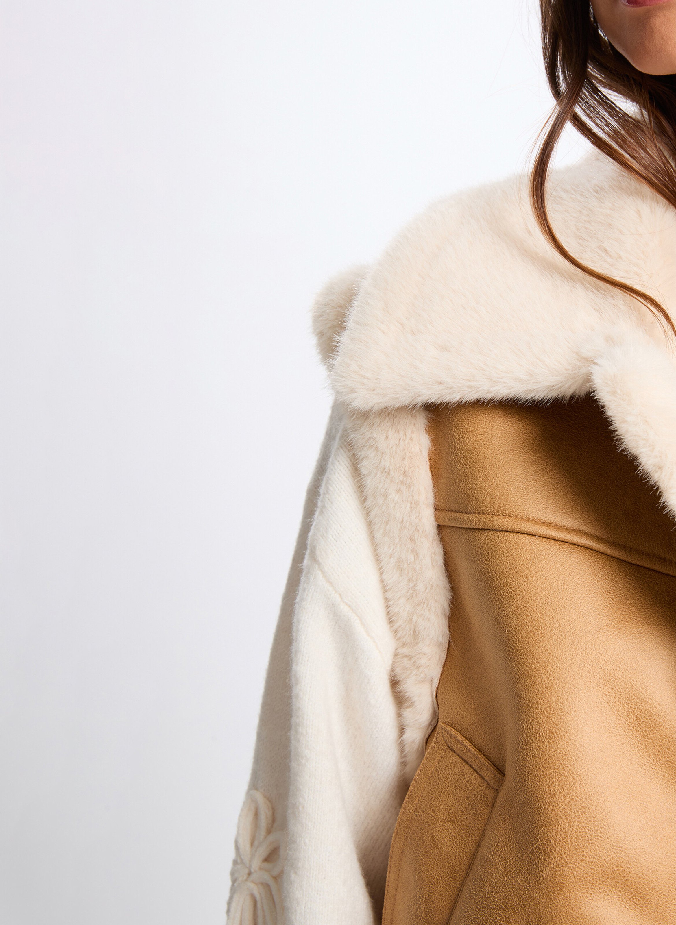 Veste sans manches zippée suède MORGAN Marron