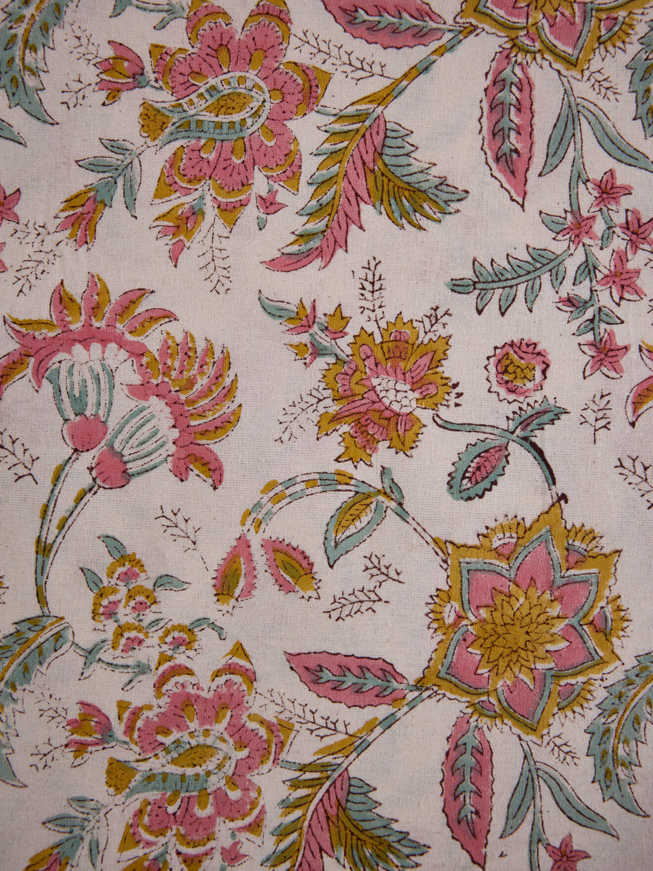 Indian floral cotton tablecloth - Pondicherry print CYRILLUS Pink