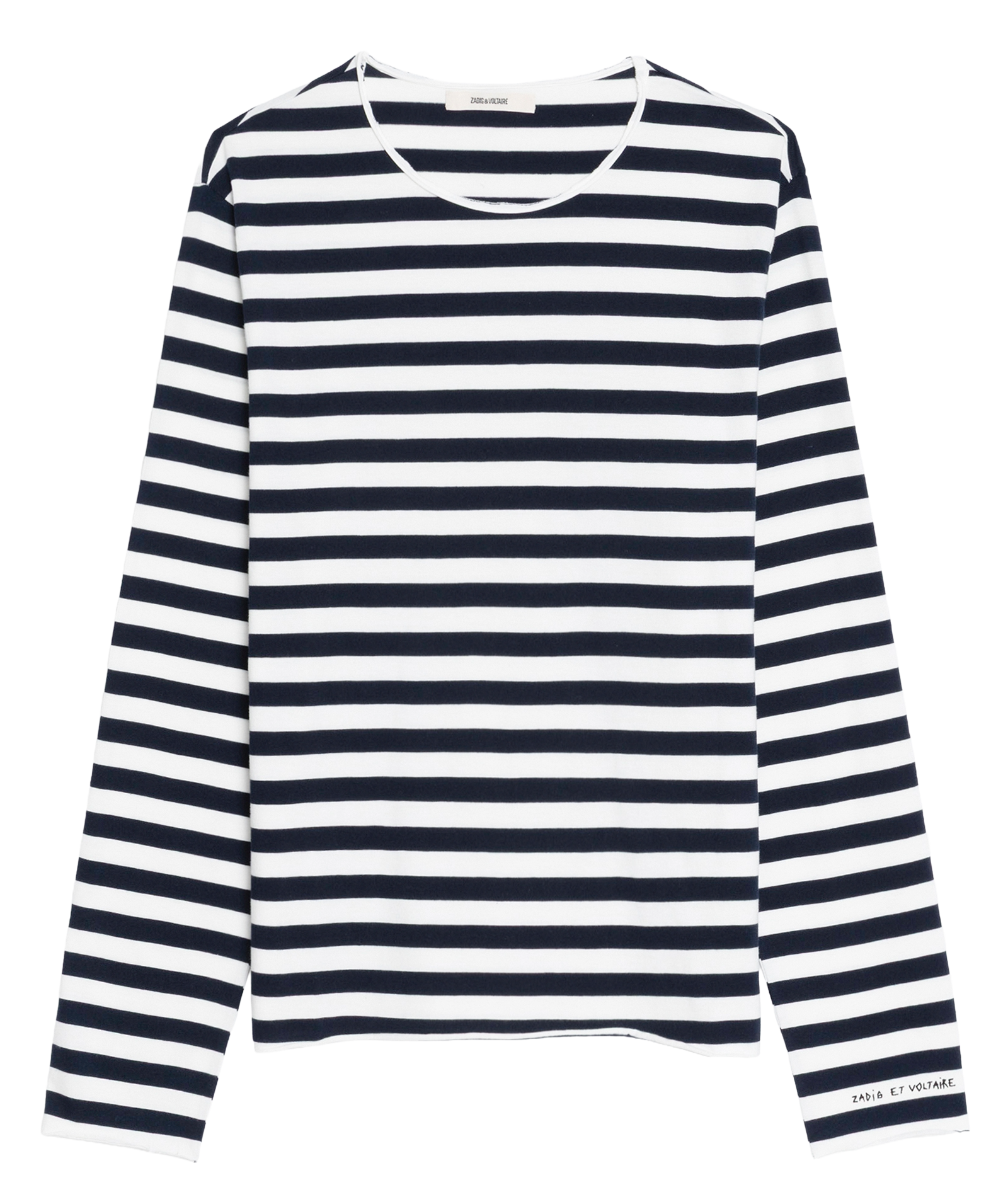 Straight round neck striped cotton t-shirt ZADIG&VOLTAIRE Blue