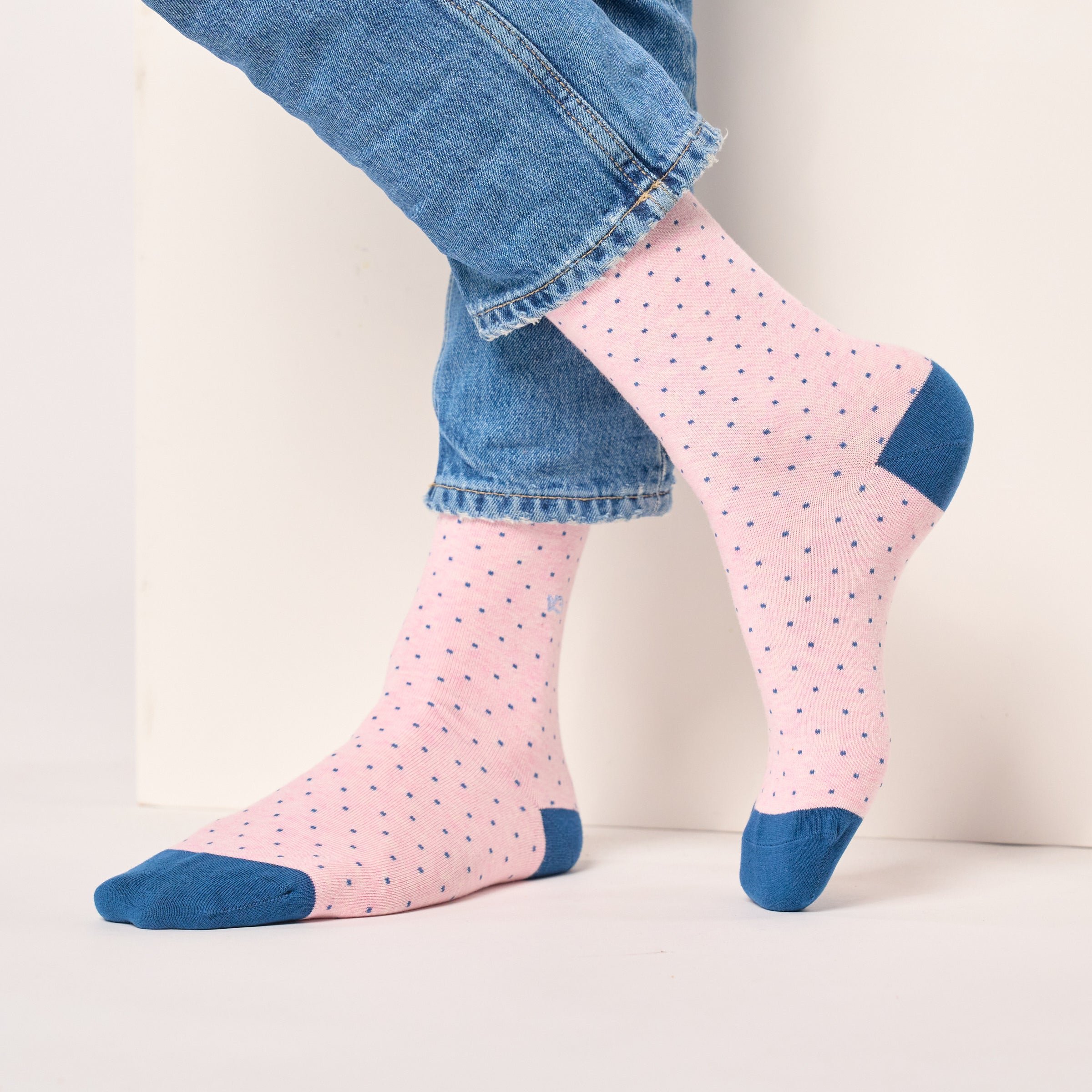 Combed cotton socks with polka dots BILLYBELT Pink