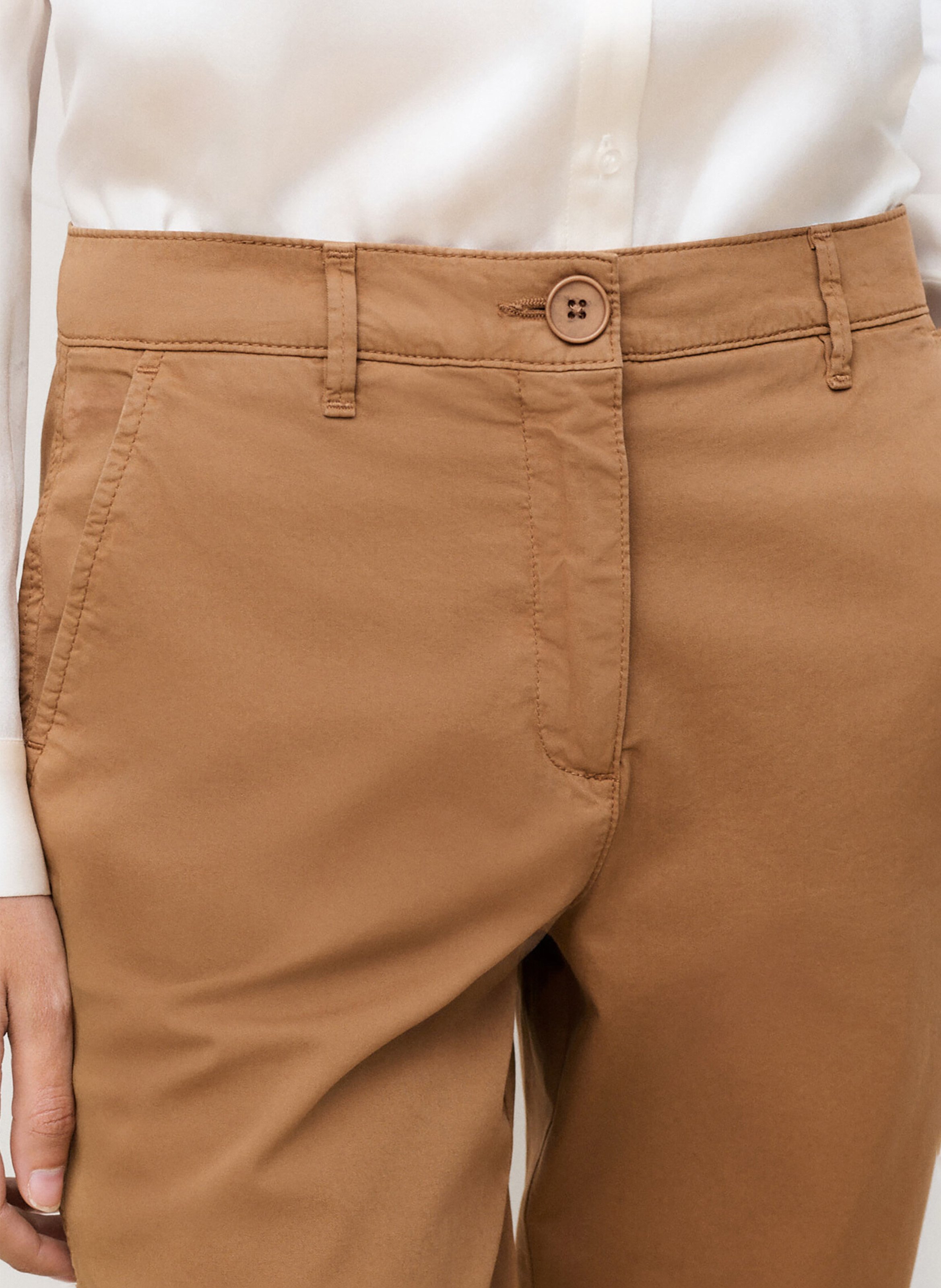 Pantalon chino en coton mélangé  CAROLL Marron