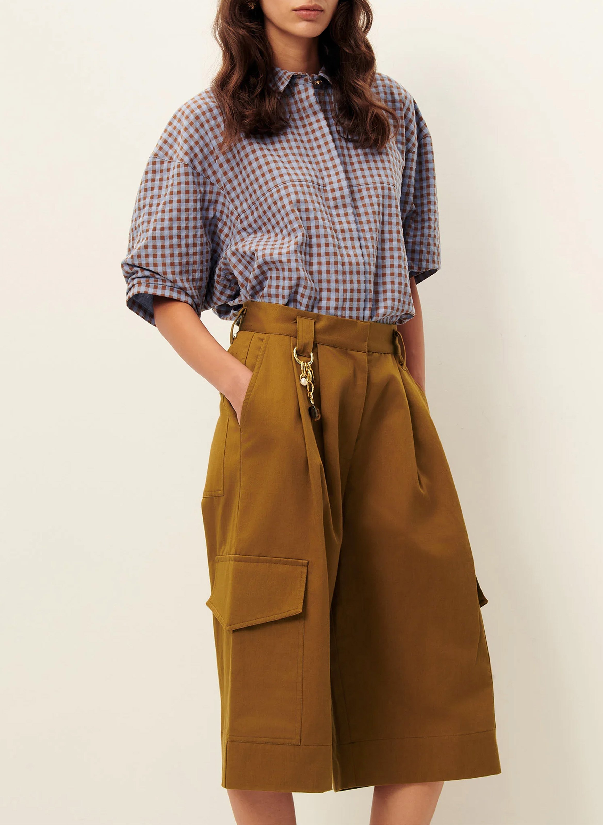 Bermuda large en coton mélangé SESSUN Marron