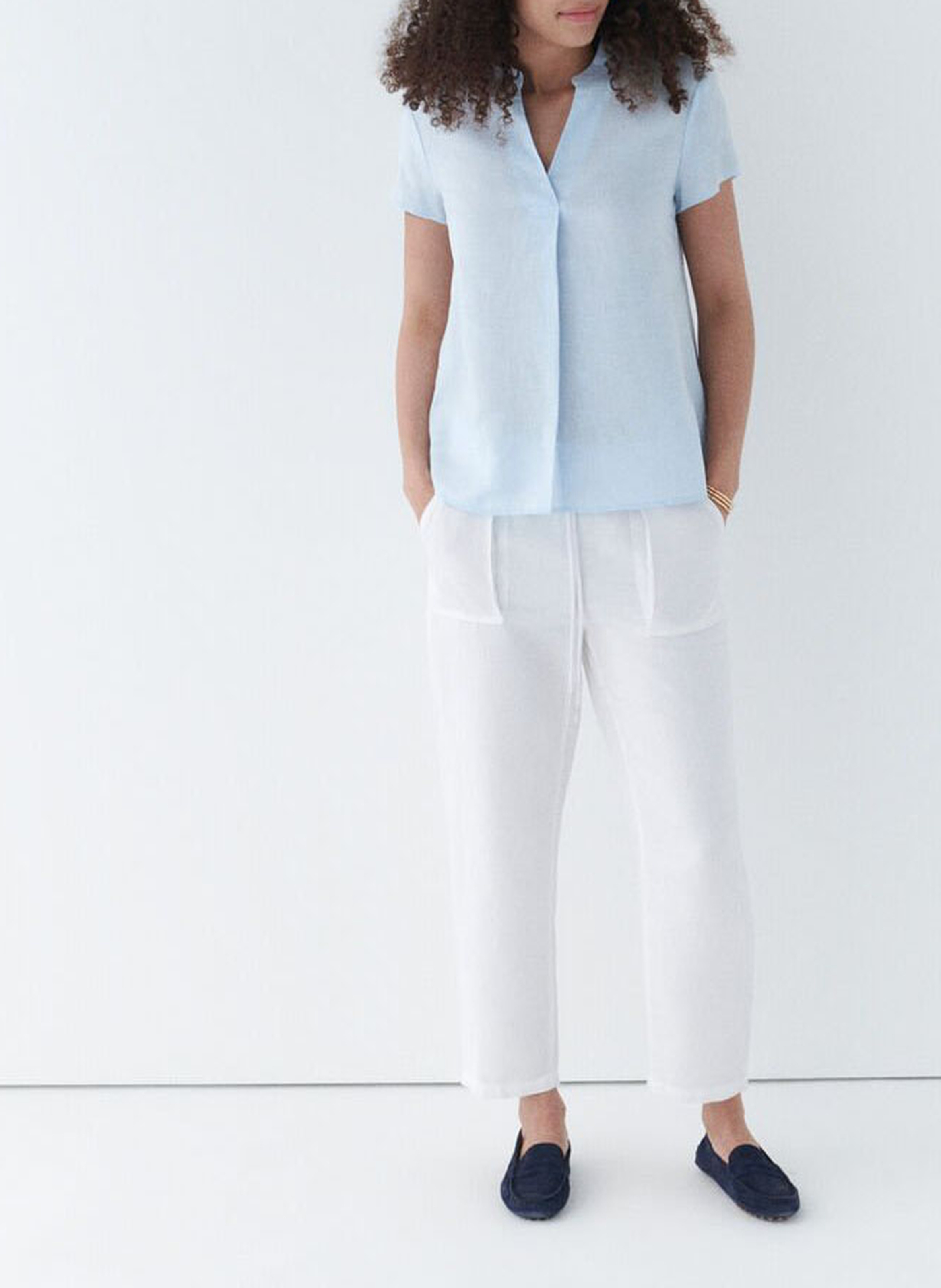 Top col v en lin CAROLL Bleu