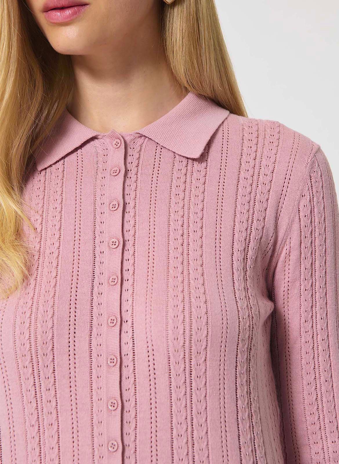 Rechte polo trui van katoen en zijde TARA JARMON Roze