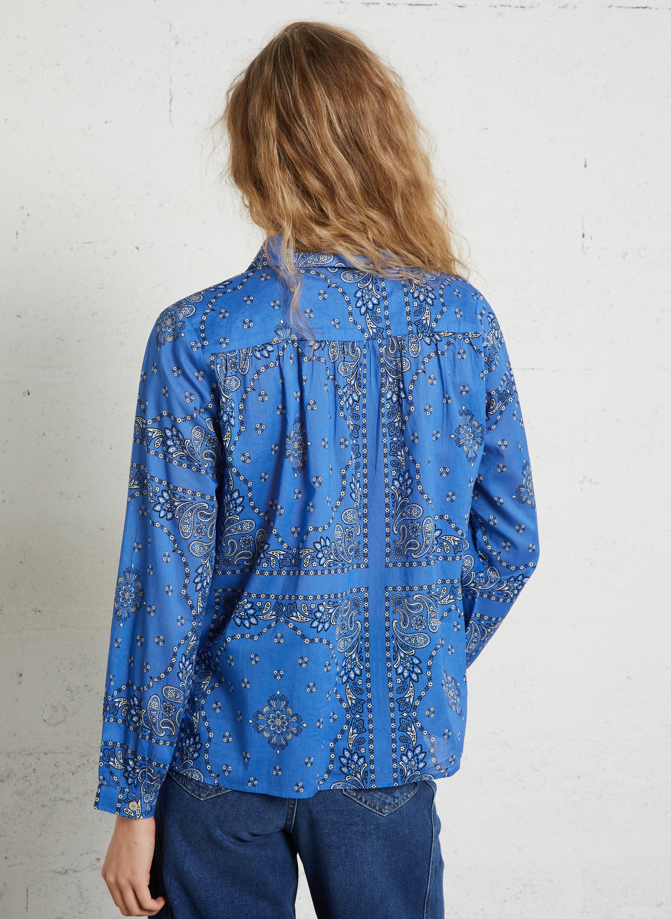 Loose-fitting shirt with classic collar and cashmere print in cotton MAISON 123 Plums