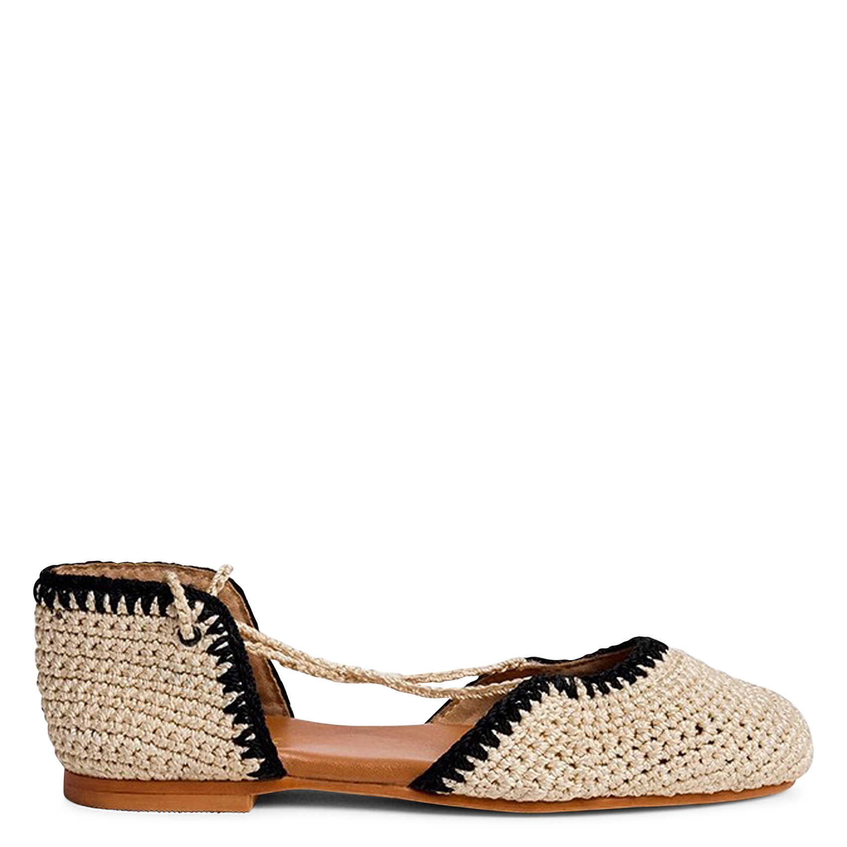 Lace-up crochet ballet flats JONAK Black