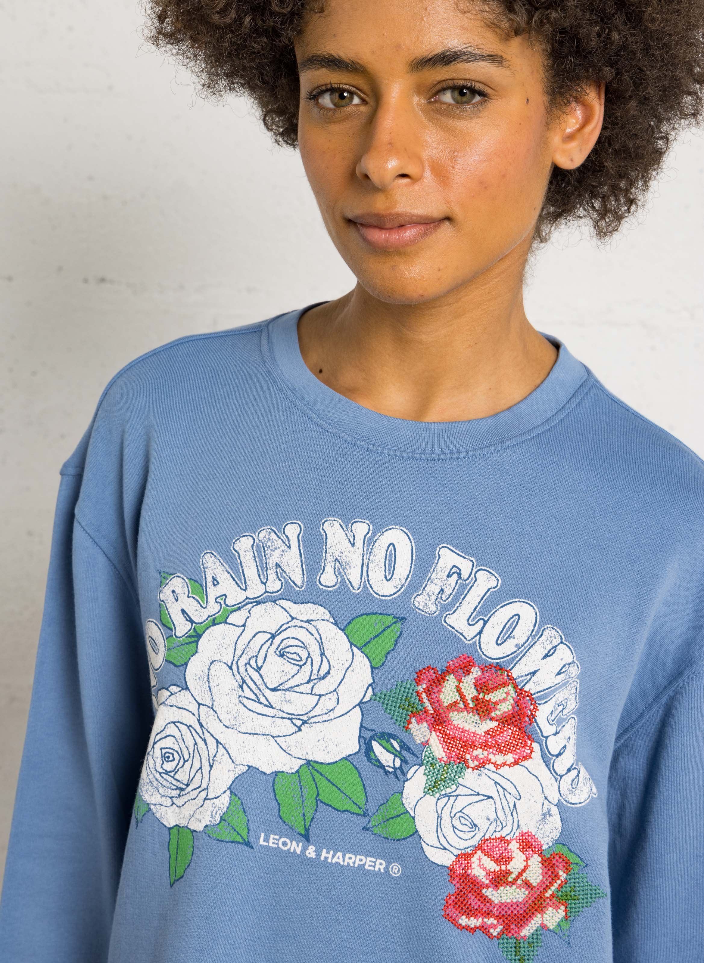Rundhals-Sweatshirt aus Bio-Baumwolle LEON & HARPER Blau