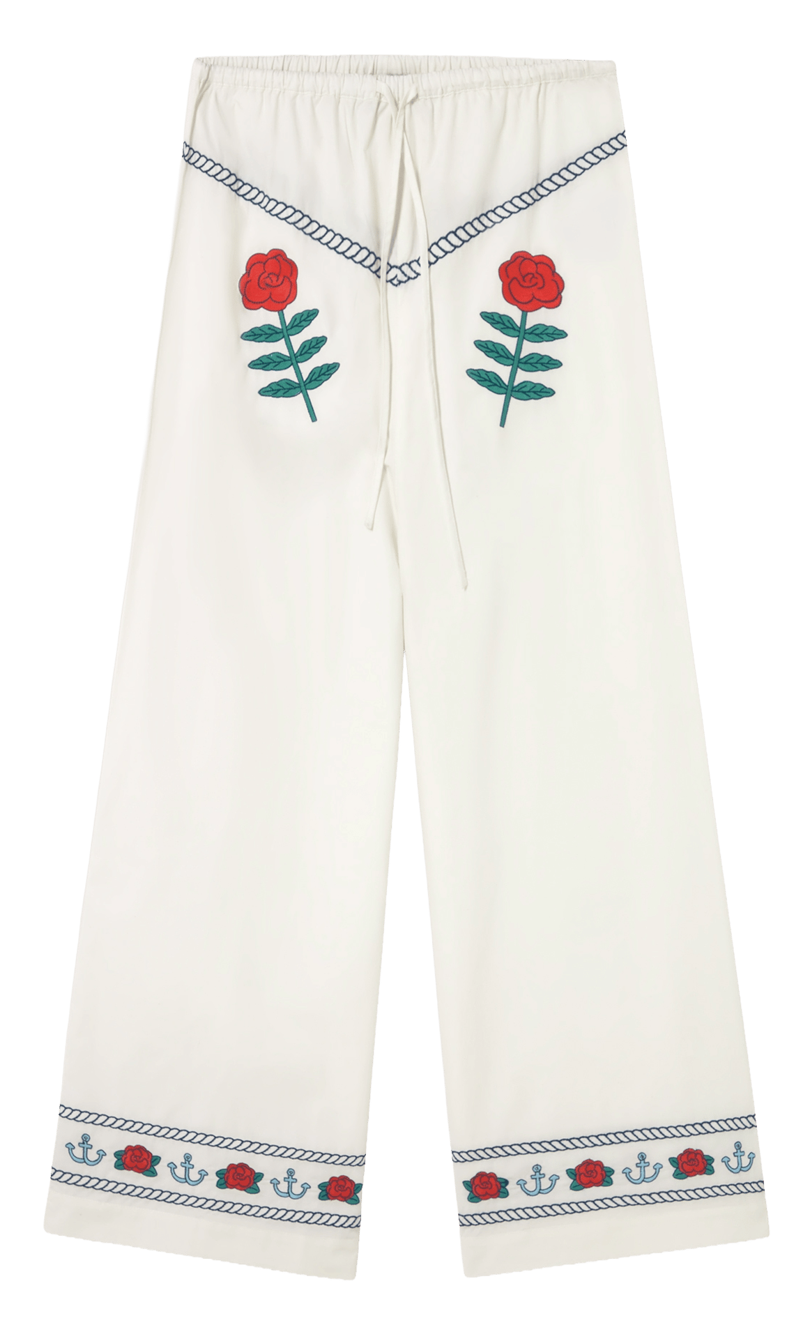 Weit geschnittene Hose aus Baumwolle und Leinenmischung THE TINY BIG SISTER Weiss