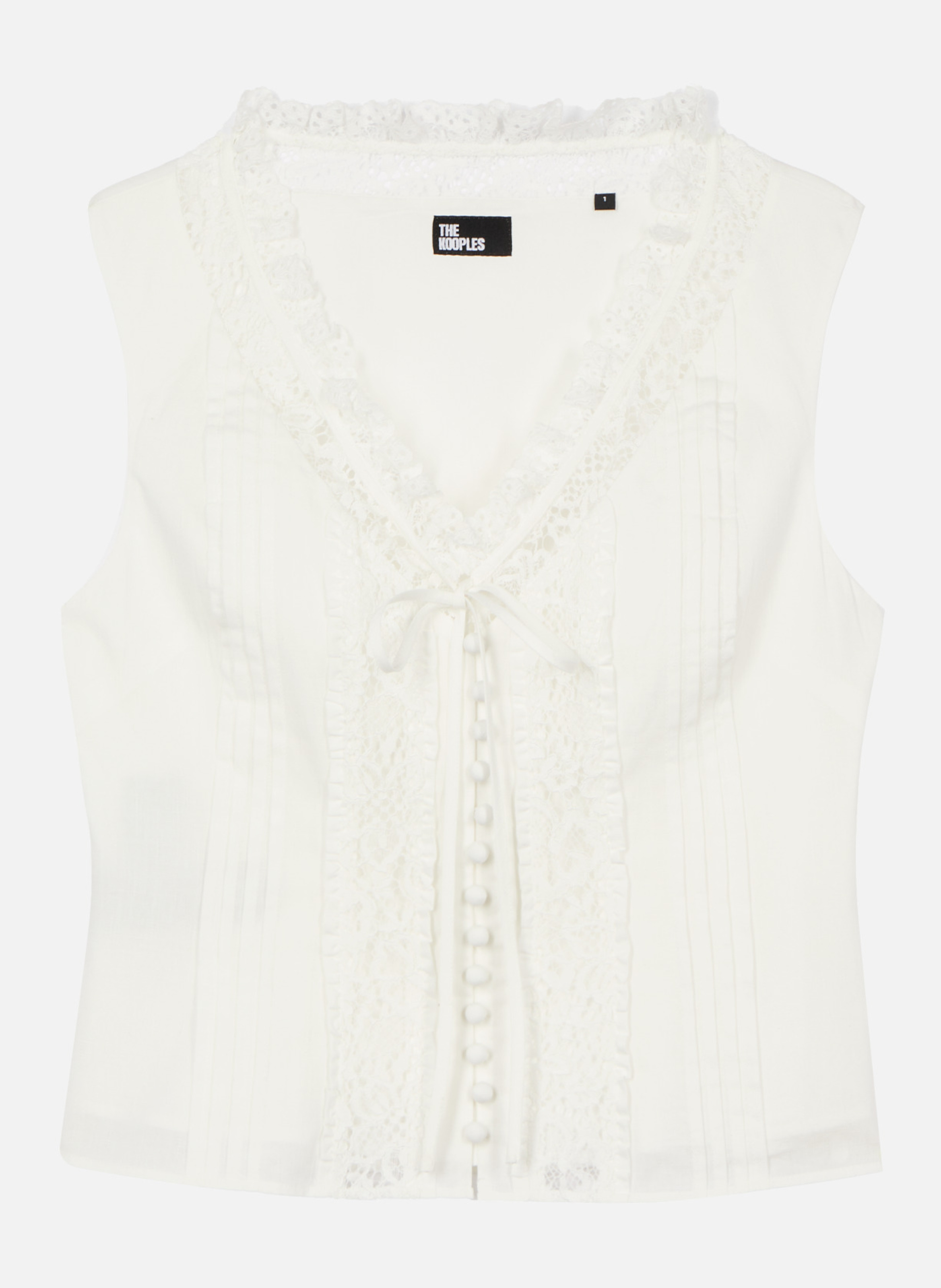 Top en coton avec incrustation dentelle THE KOOPLES Beige