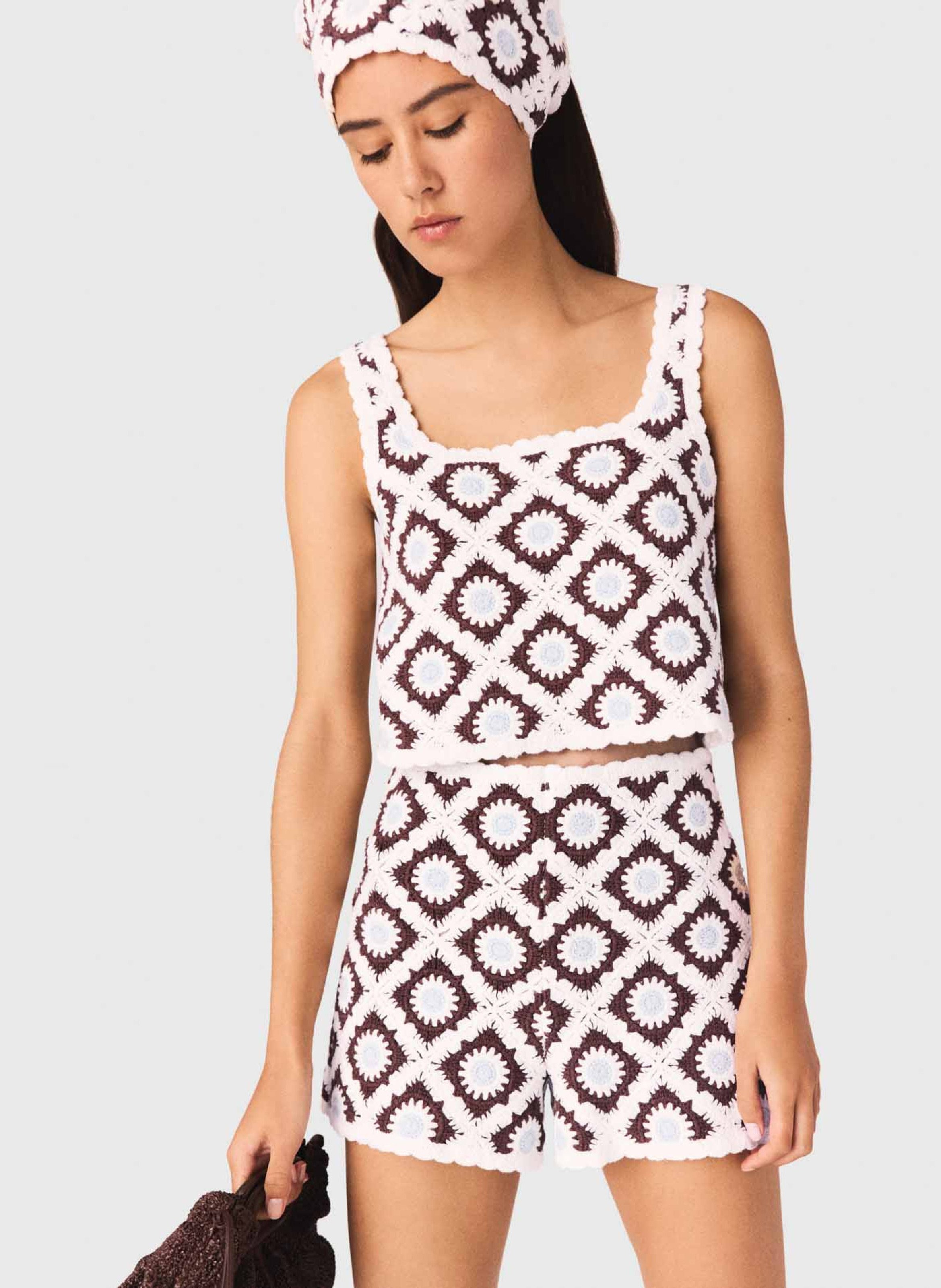 Crochet crop top MAJE Brown