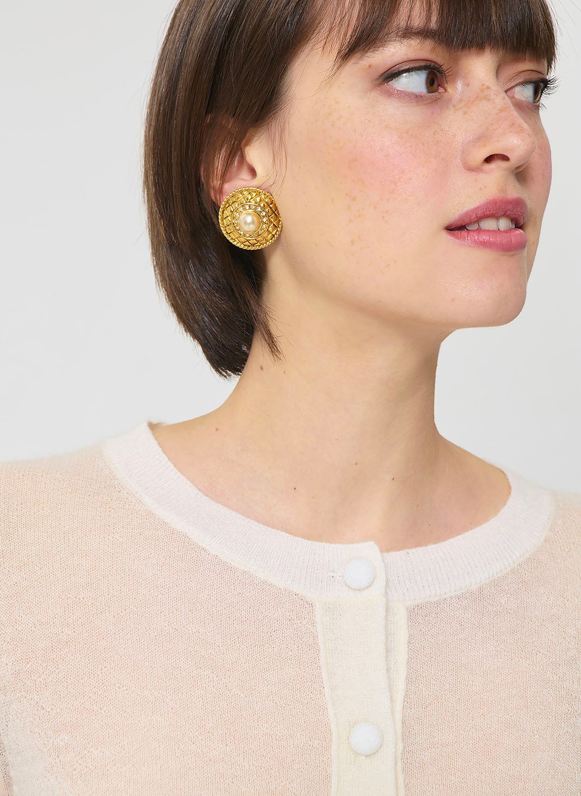 Kortemouwige ronde hals cardigan uni TARA JARMON Beige