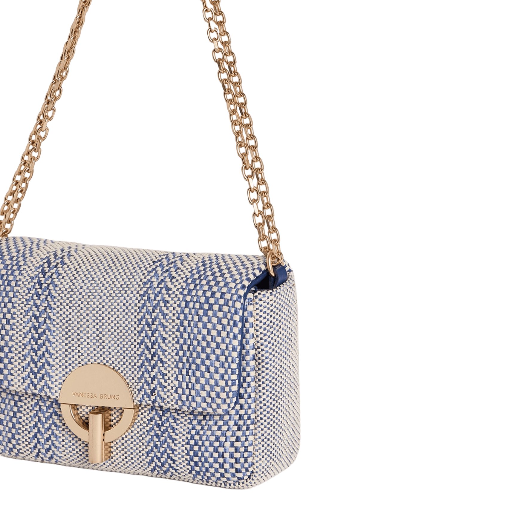 Striped blended cotton crossbody bag VANESSA BRUNO Blue