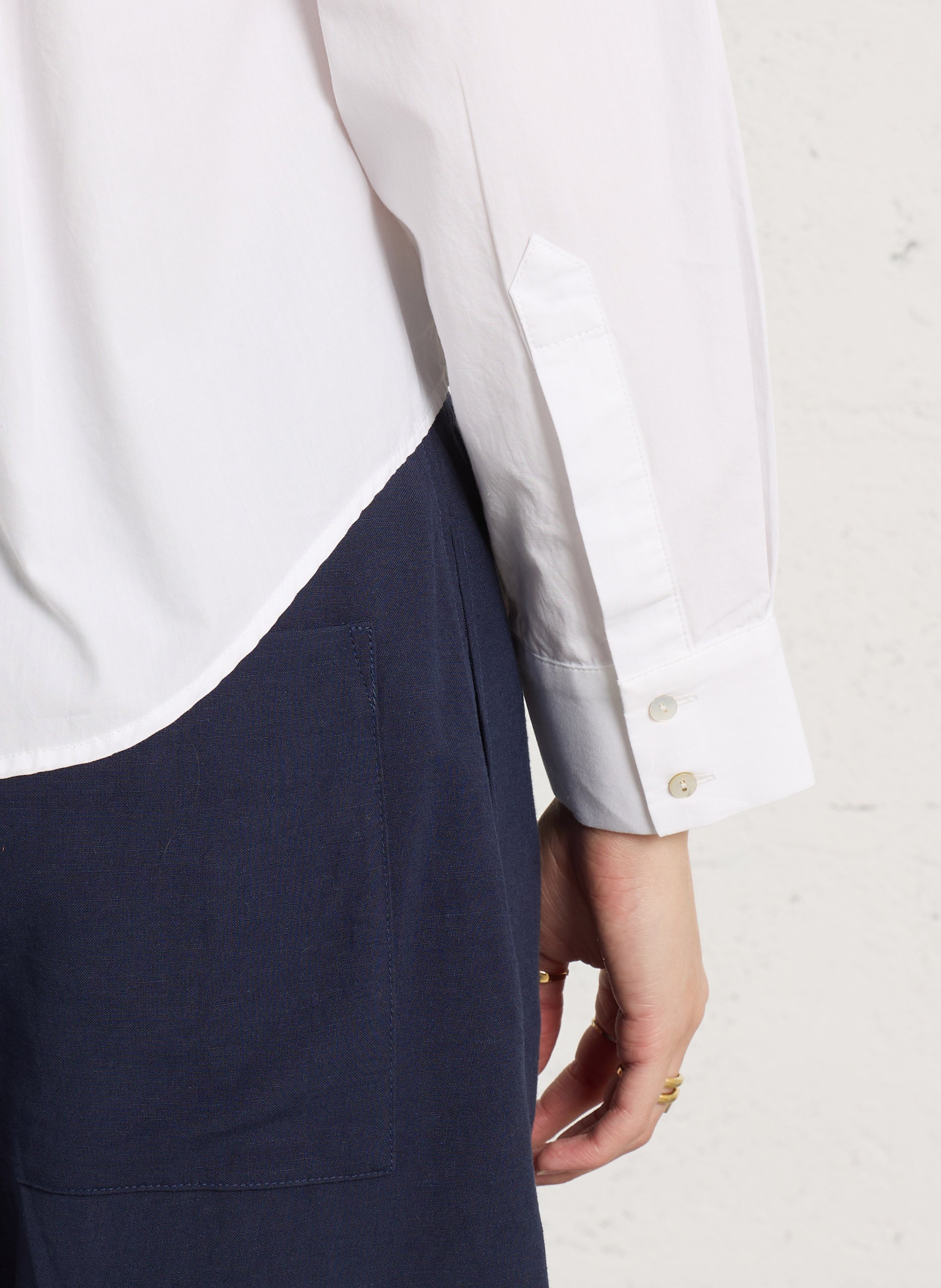 Chemise courte en popeline de coton BELLA JONES Blanc