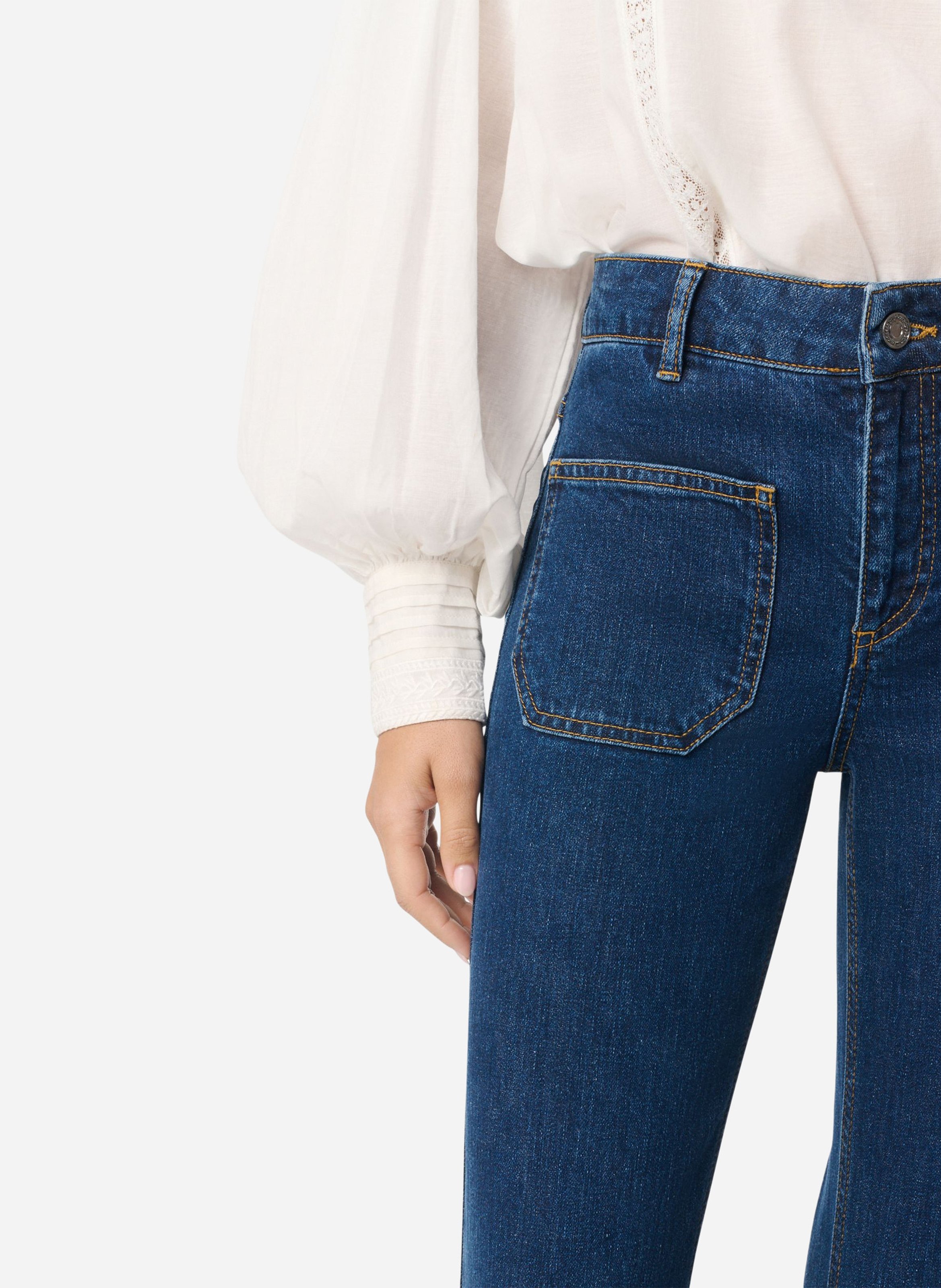 Flared High Waist Jeans aus Baumwolle VANESSA BRUNO Blau