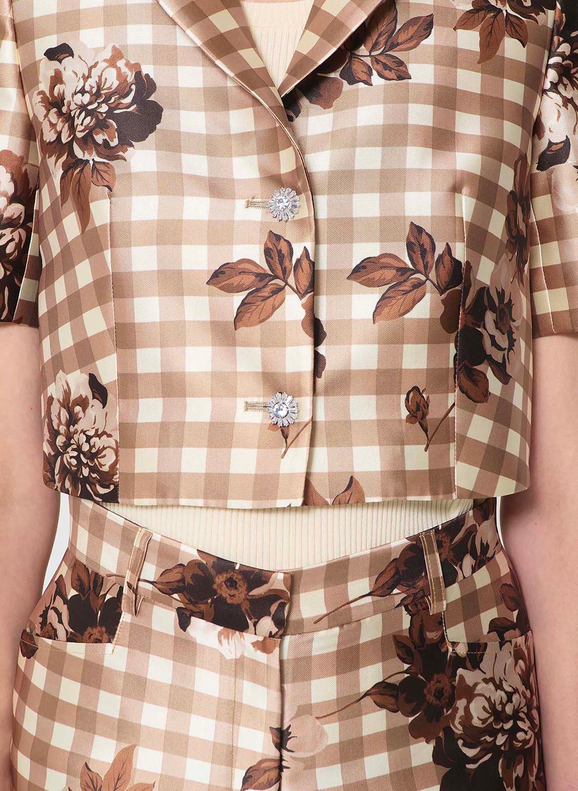 Chemise courte cintrée imprimée TARA JARMON Beige