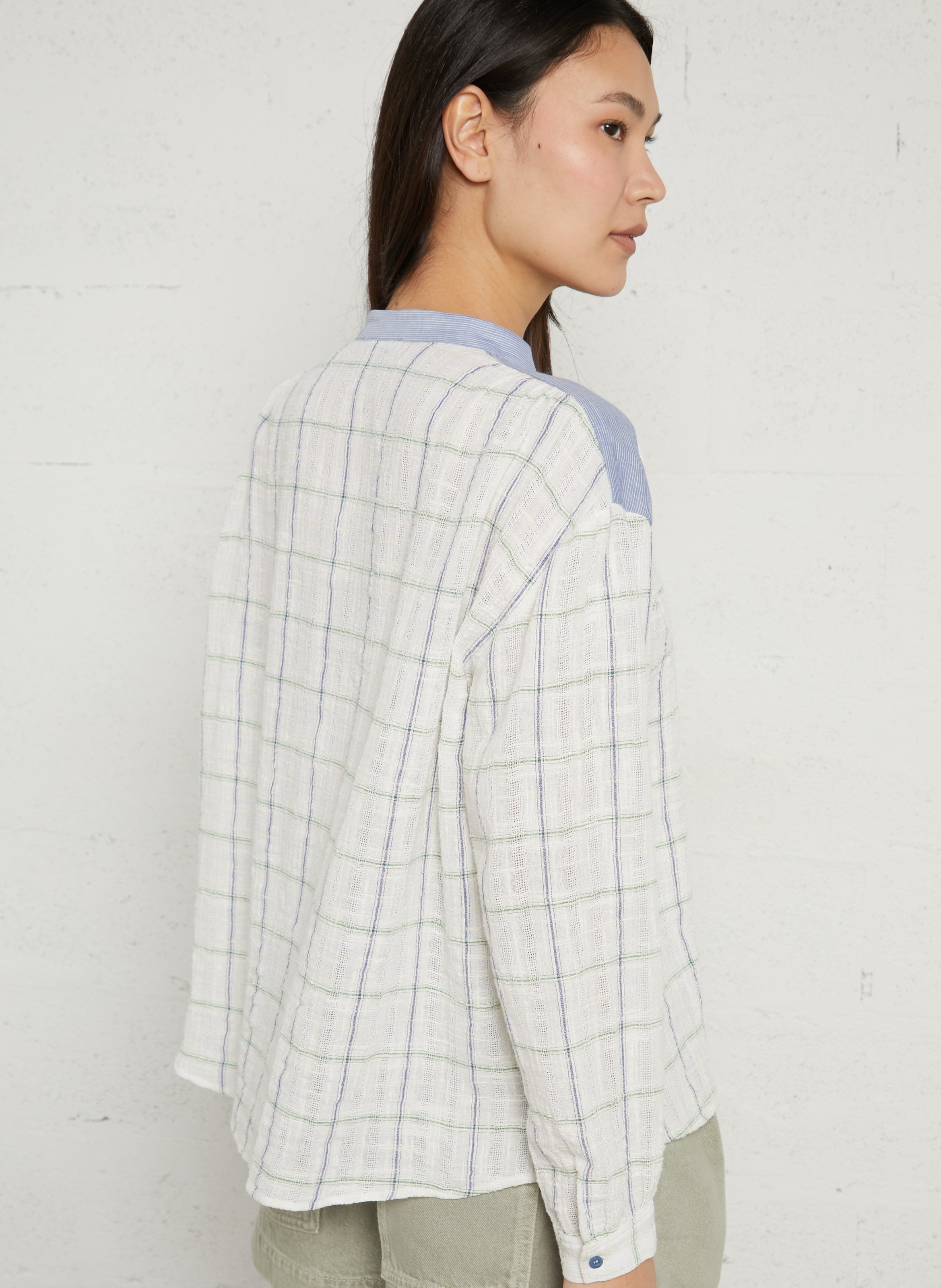 Straight printed organic cotton round-neck blouse SACRECOEUR Multicolored