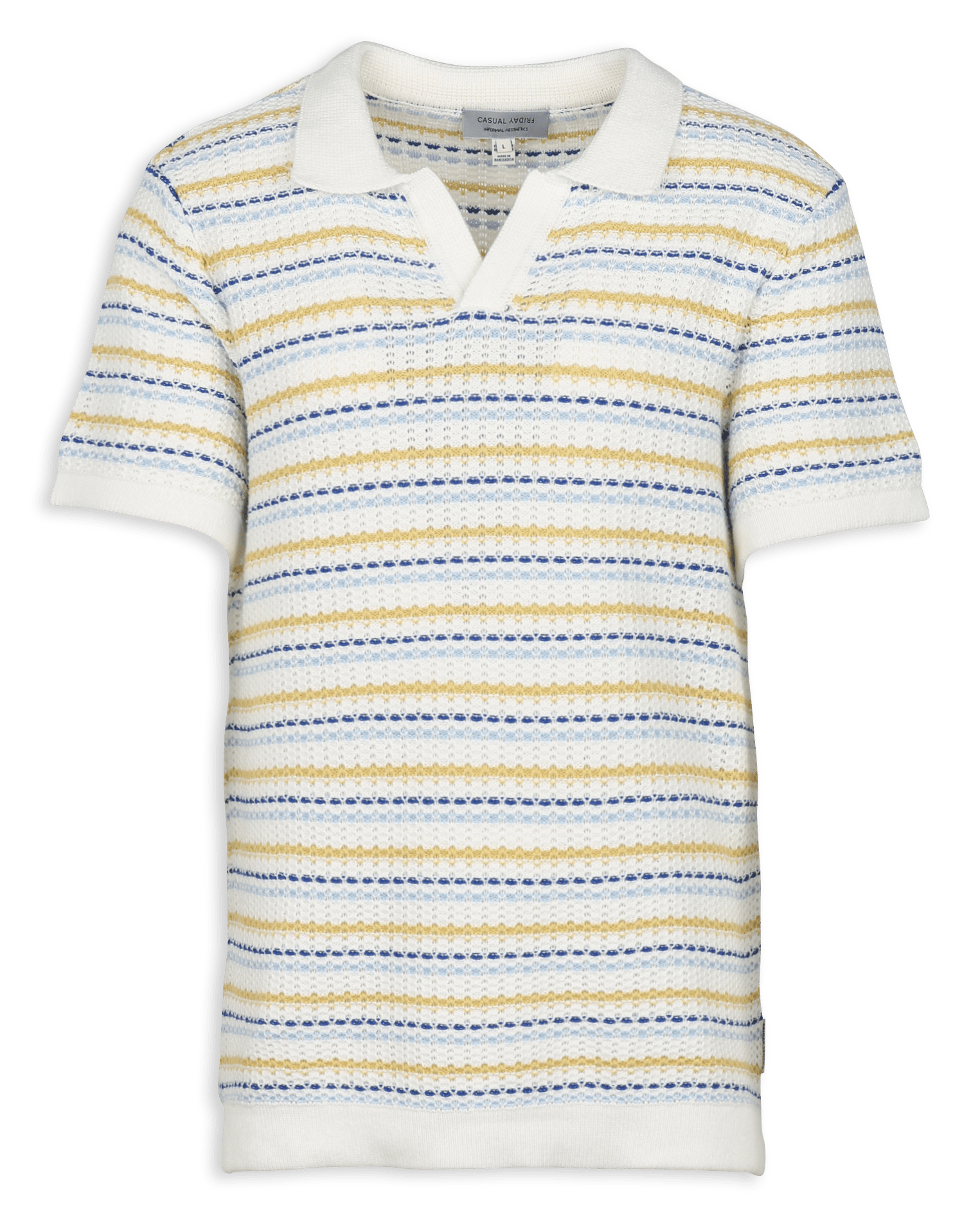 Polo manches courtes en maille rayée CASUAL FRIDAY Blanc