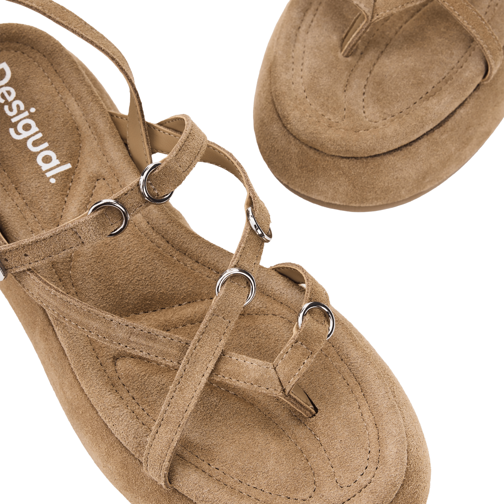 Sandales compensées en cuir velours DESIGUAL Marron