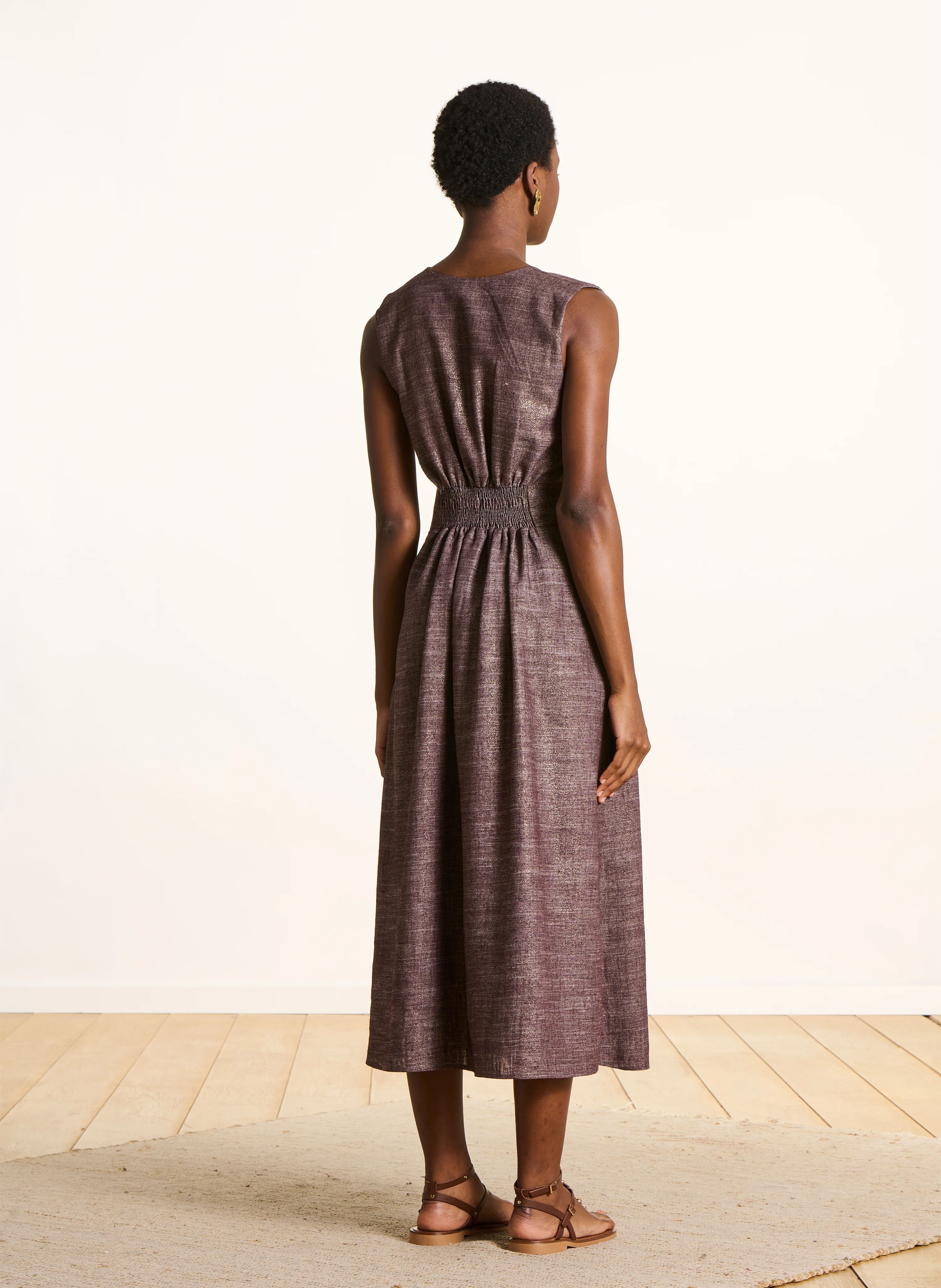 Robe midi col v  LA FEE MARABOUTEE Marron