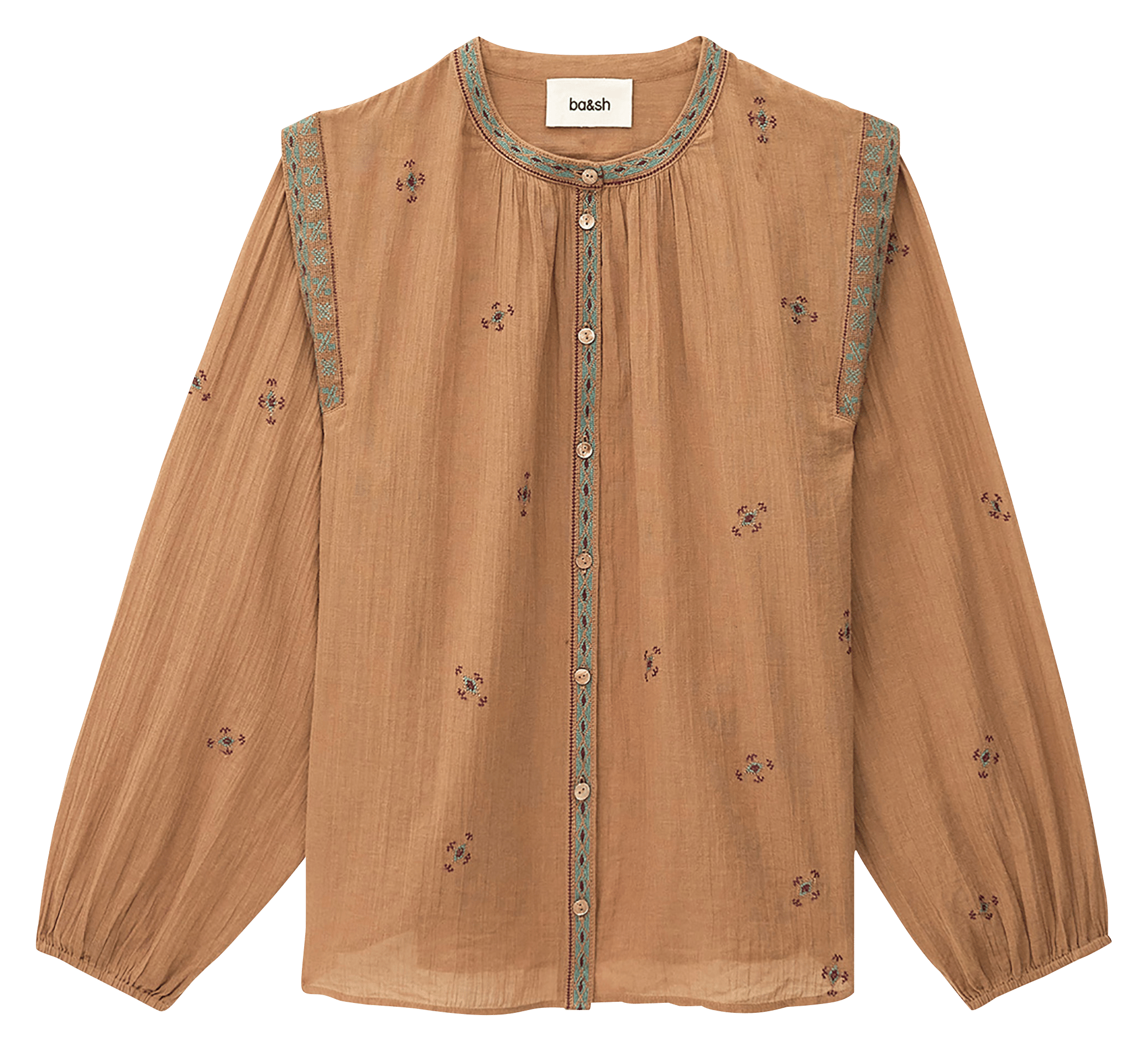 Chemise col rond en coton BA&SH Beige