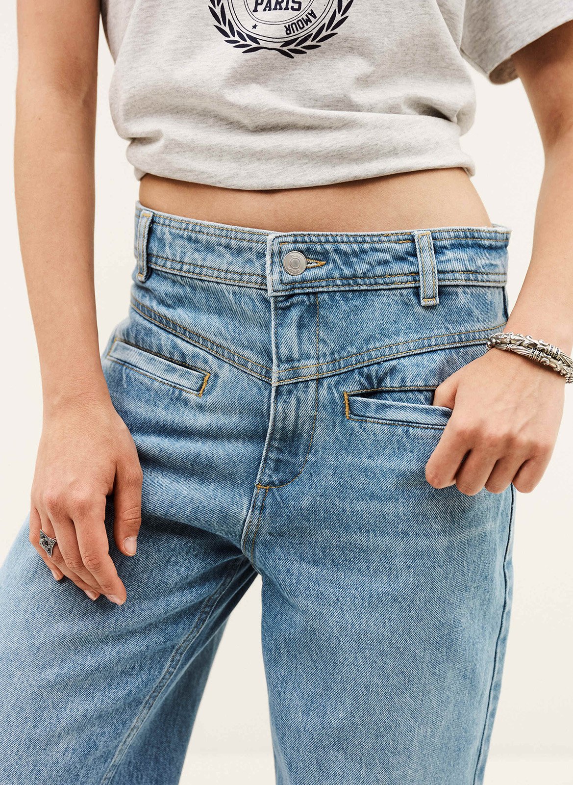 Wijde effen jeans met zakken BA&SH Blauw