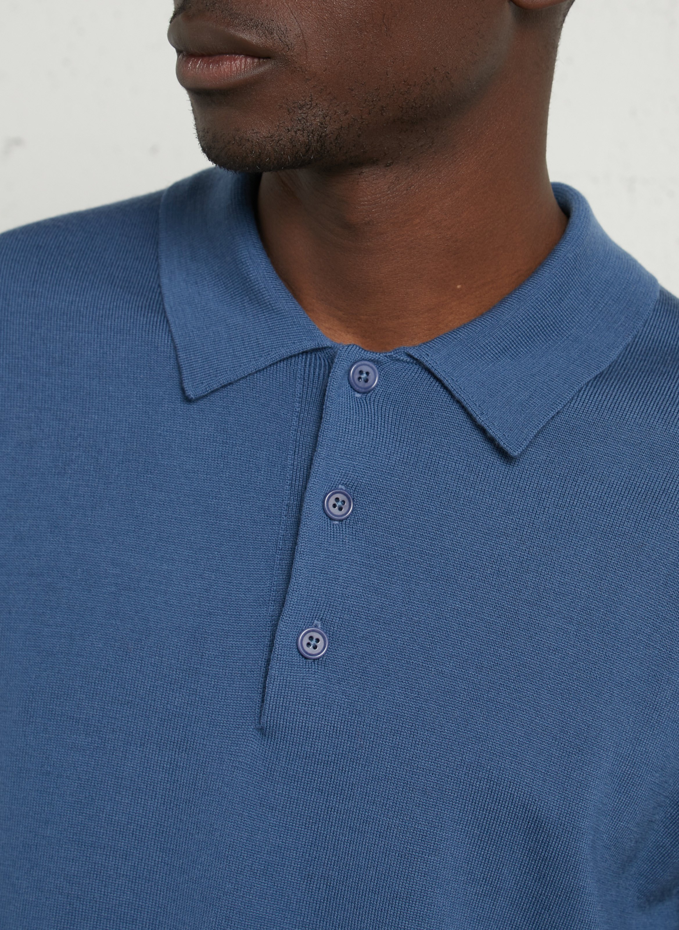 Rechte polo van merinowol AU PRINTEMPS PARIS Blauw