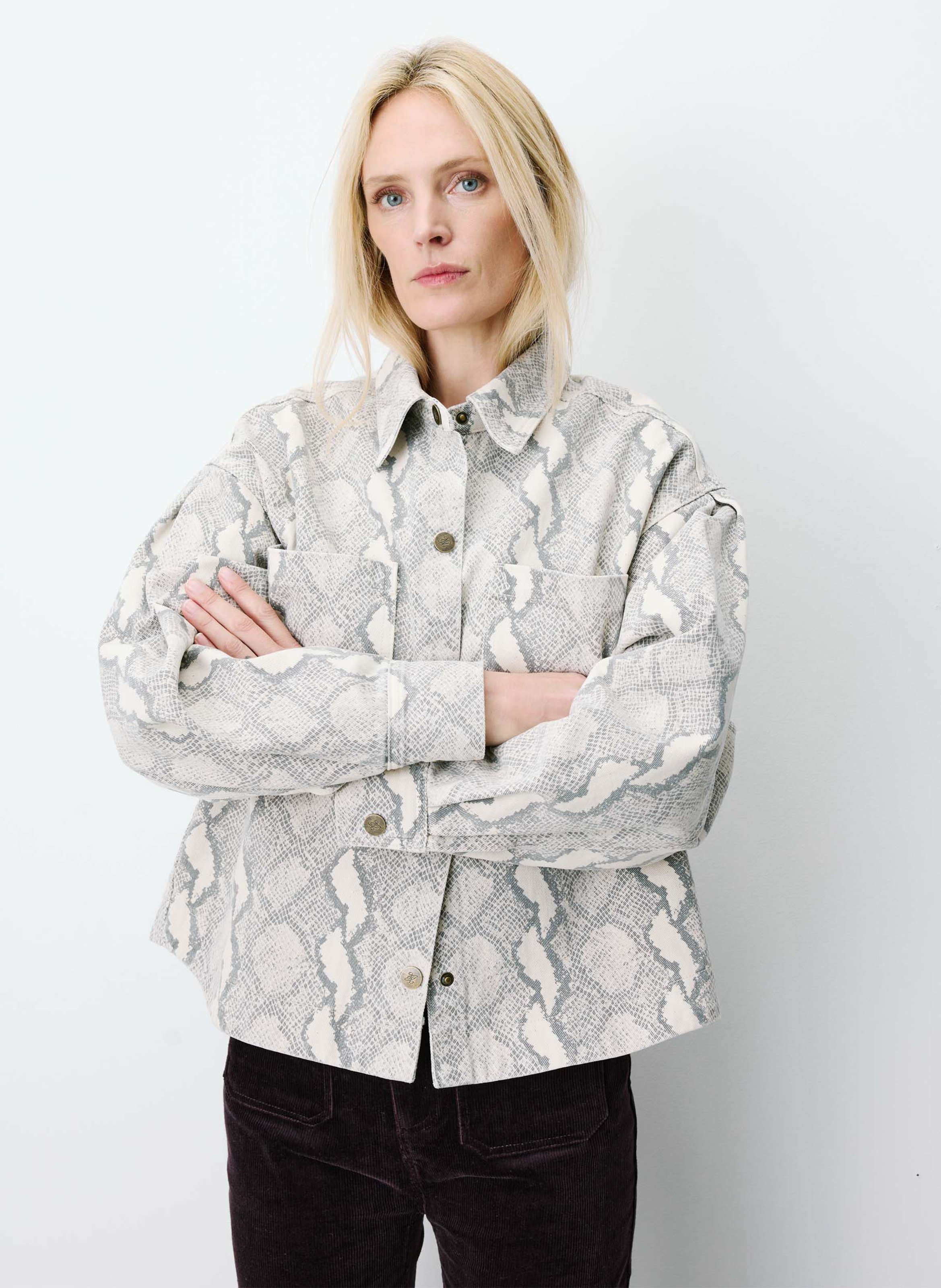 Chemise oversize col classique en coton imprimé GRACE ET MILA Multicolore