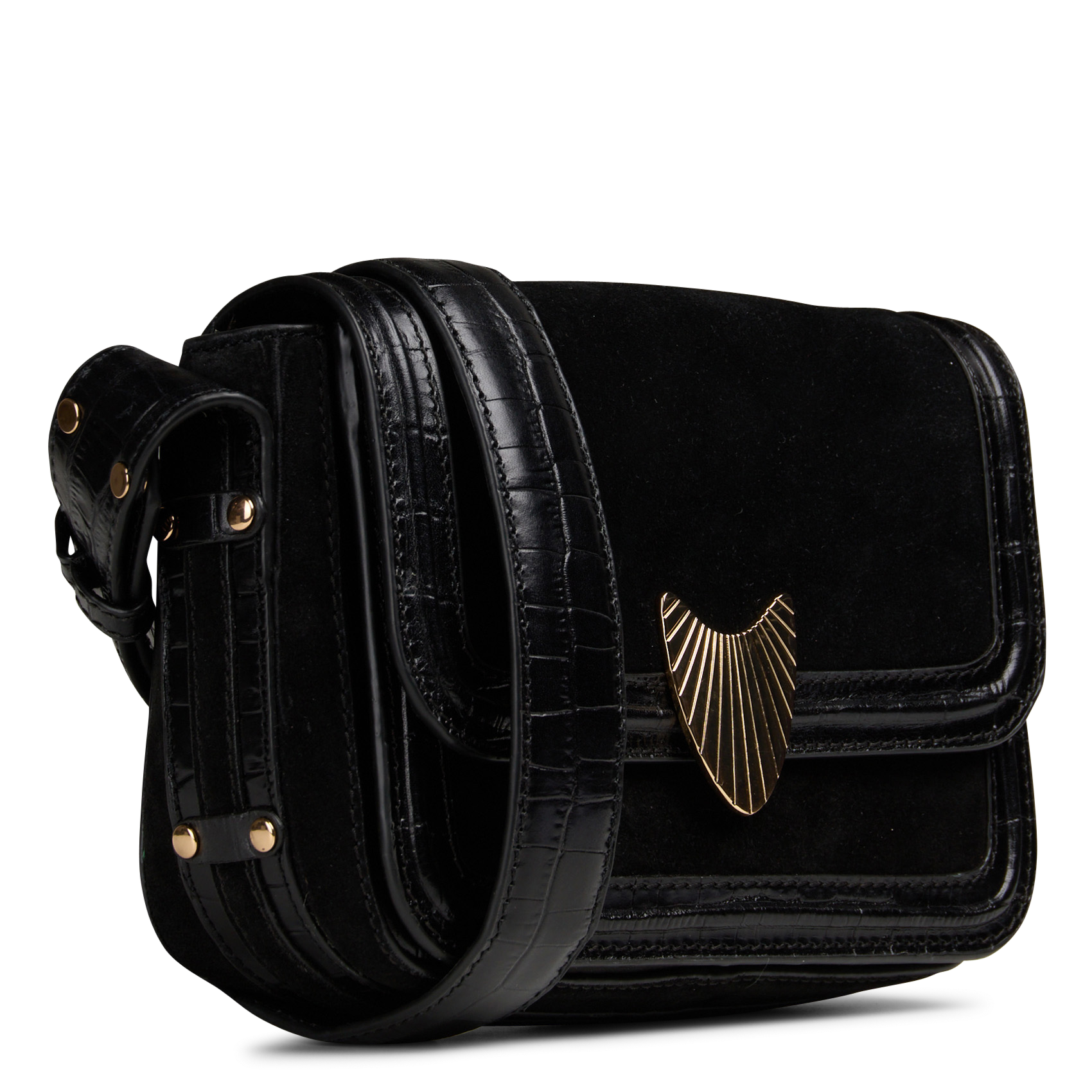 Leather flap shoulder bag MAISON 123 Black