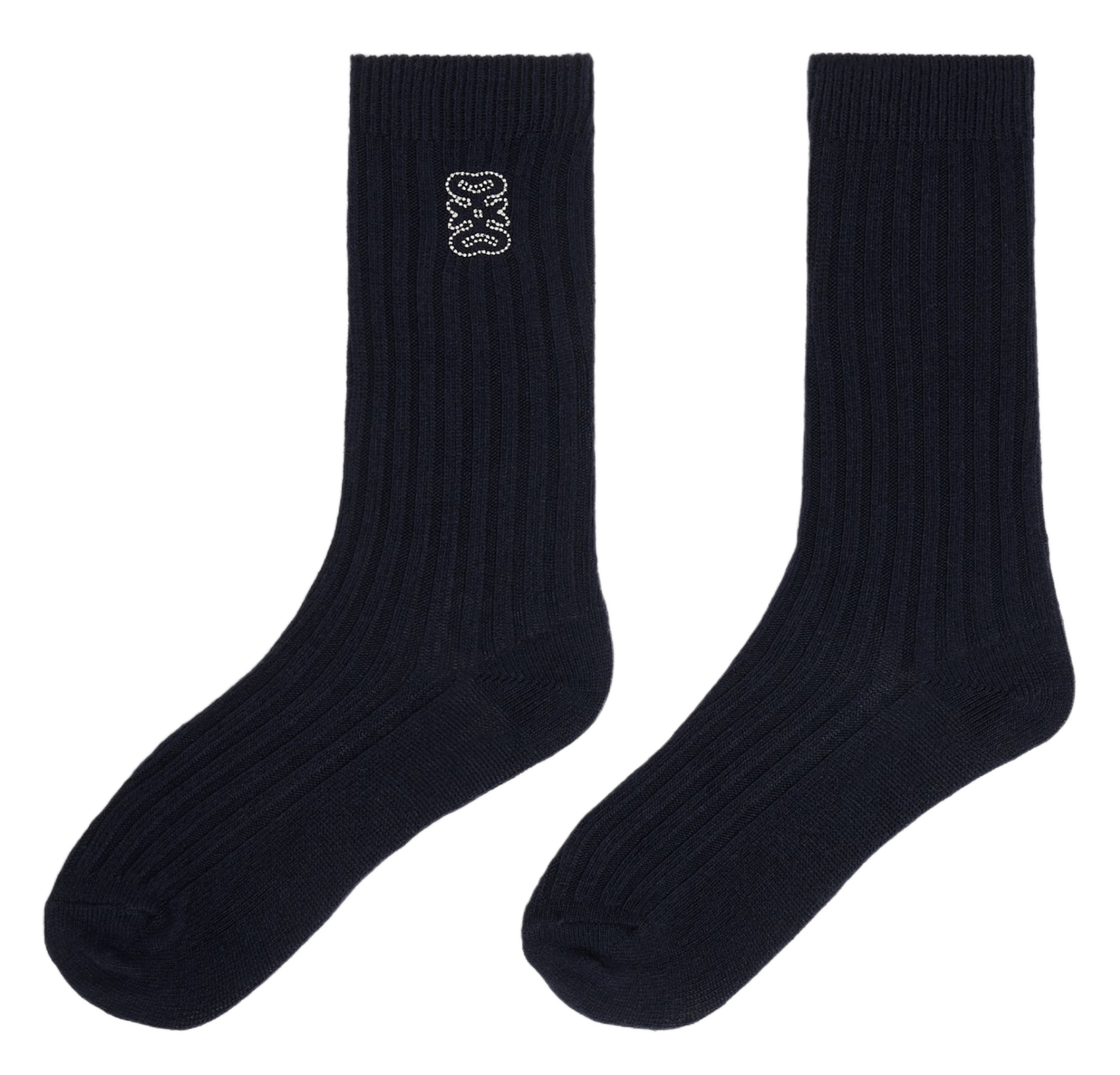 Ribbed high socks with logo SANDRO Blue