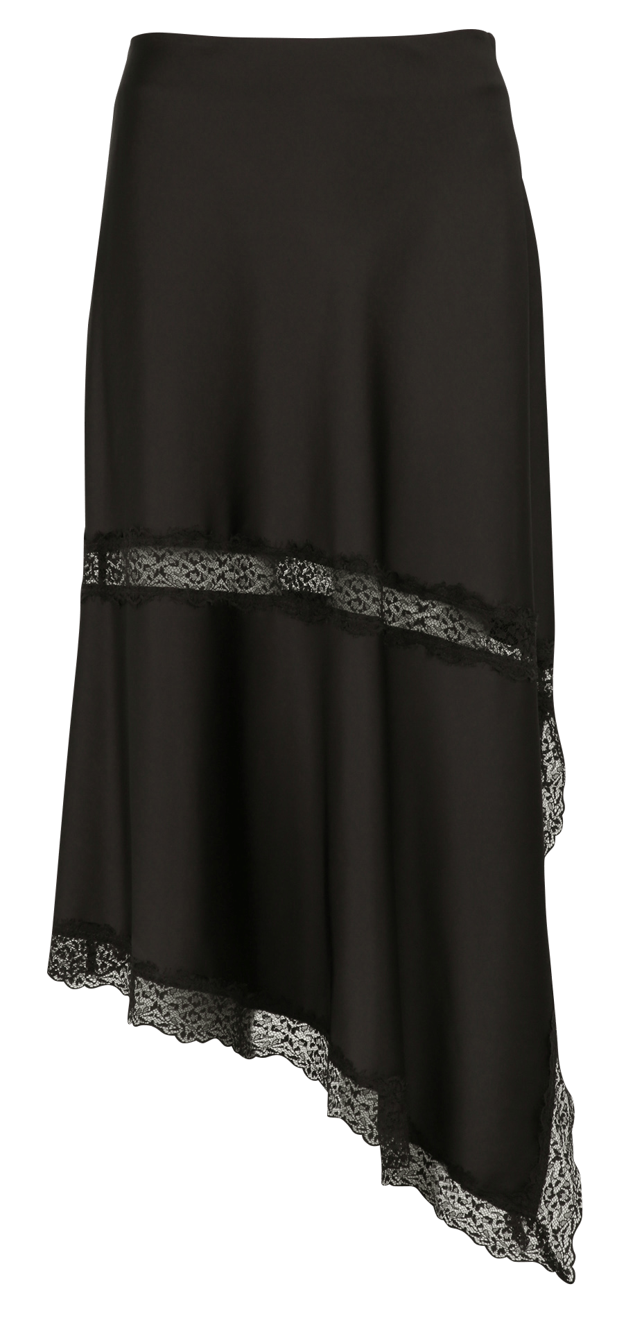 Asymmetrical Midi Skirt with Lace IMPERIAL Brown