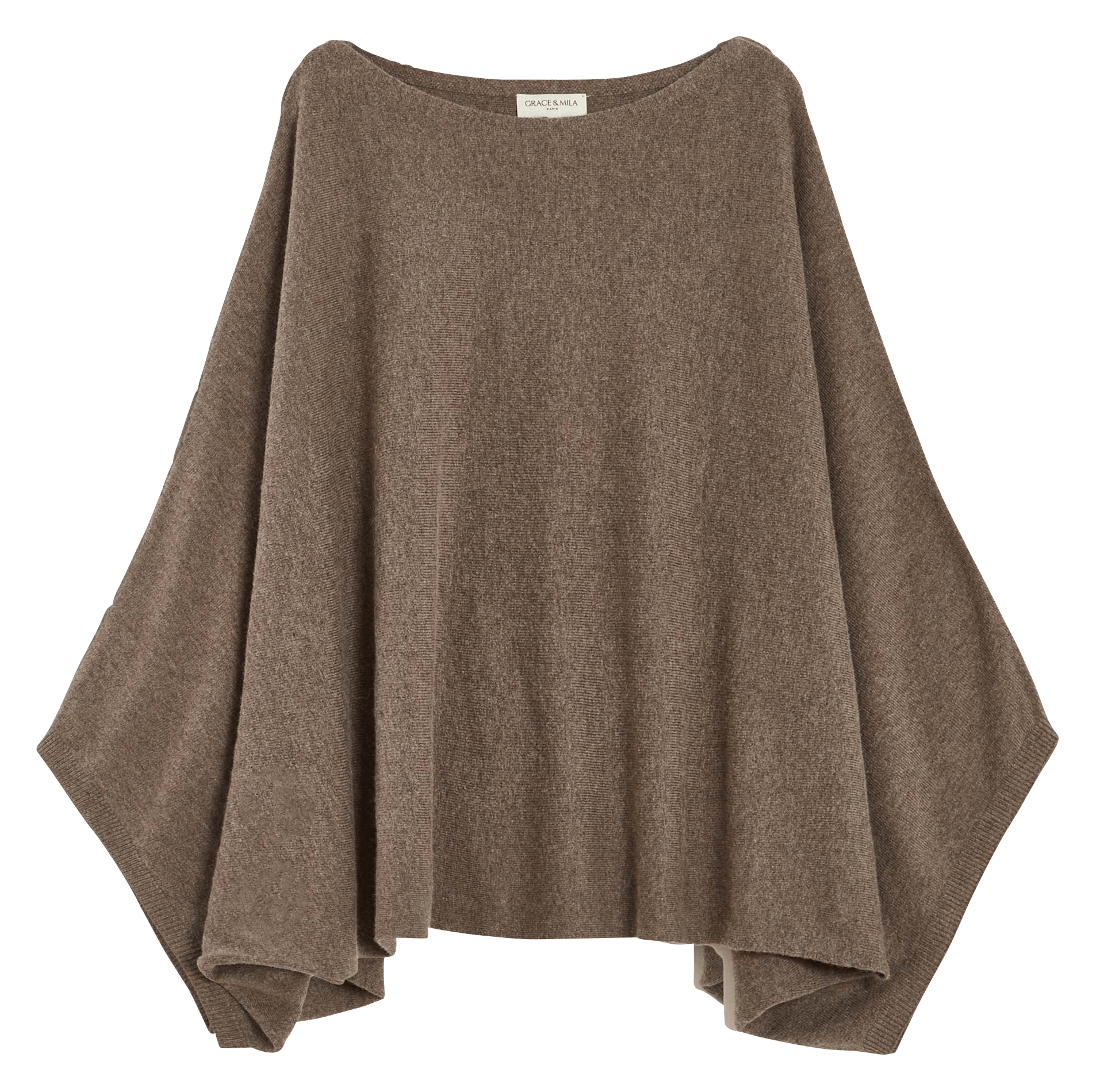 Grote gebreide poncho GRACE ET MILA Bruin
