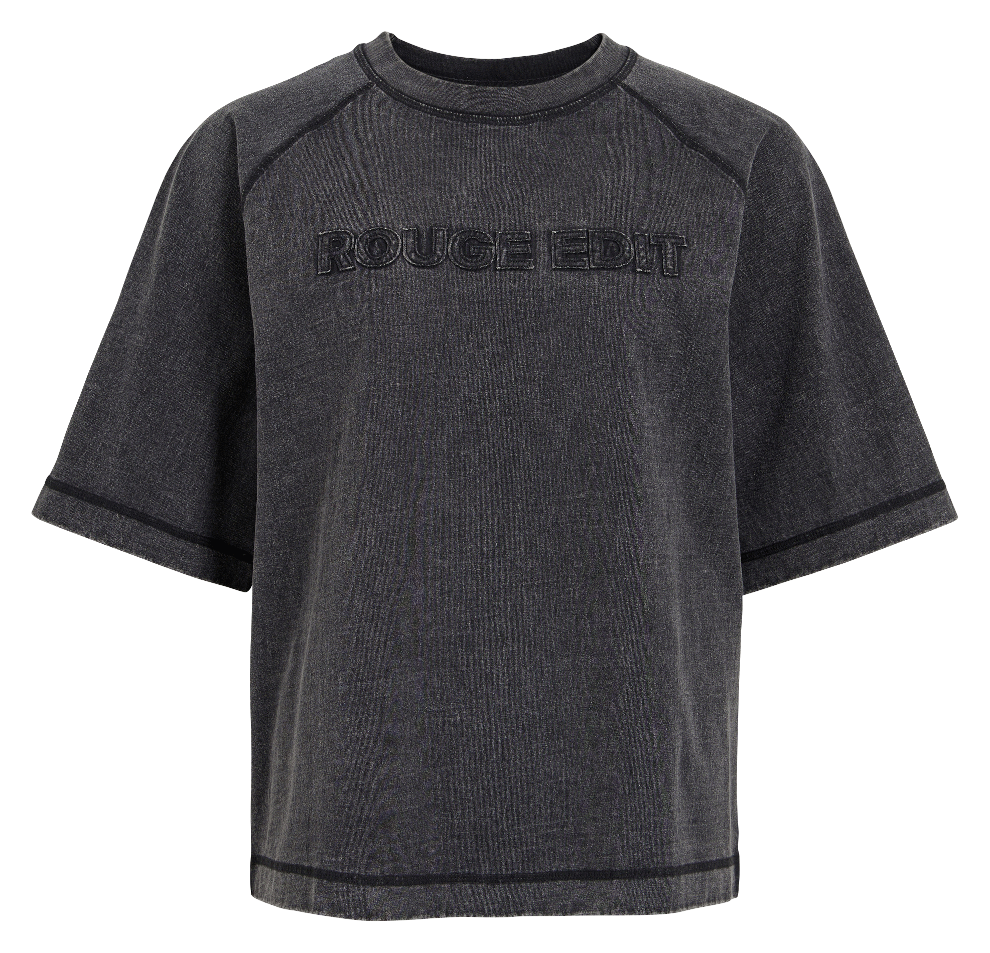 Ruim T-shirt met borduursels ROUGE EDIT Grijs