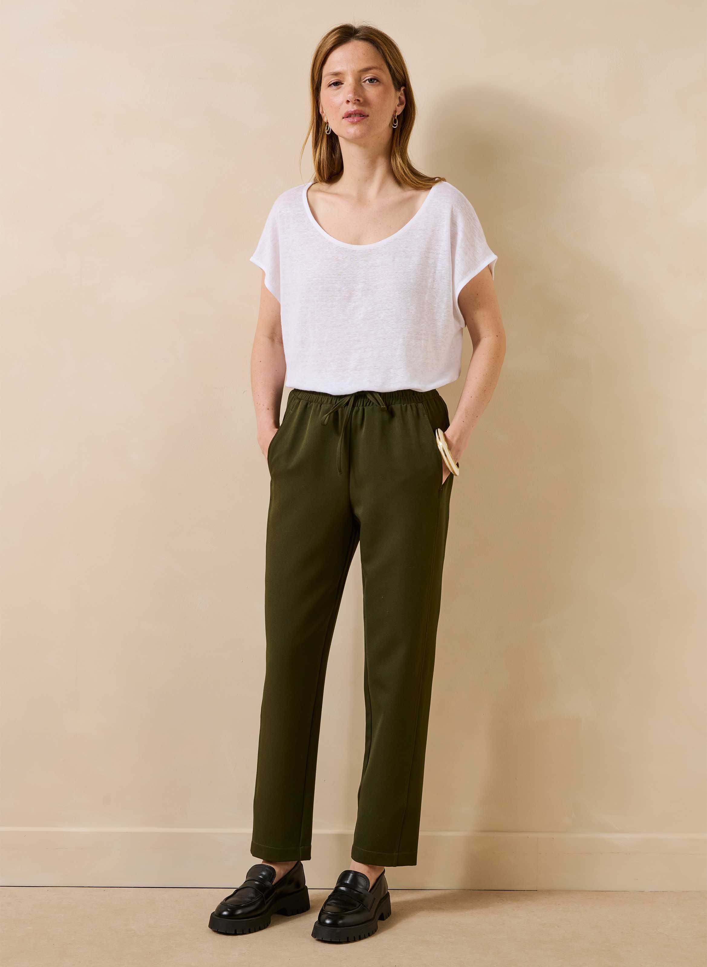 Pantalon carotte uni LA FEE MARABOUTEE Vert