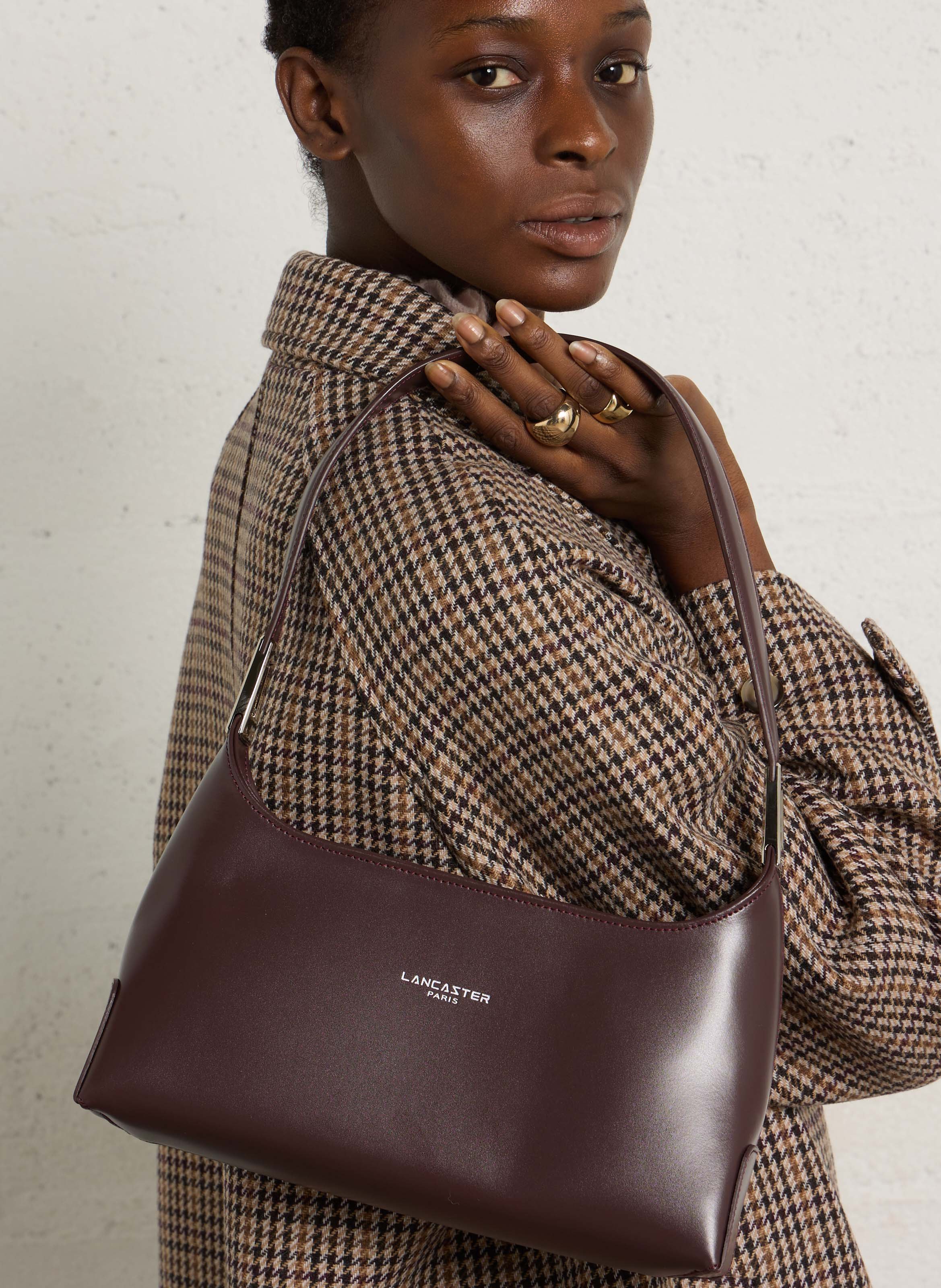 Leather shoulder bag LANCASTER PARIS Red