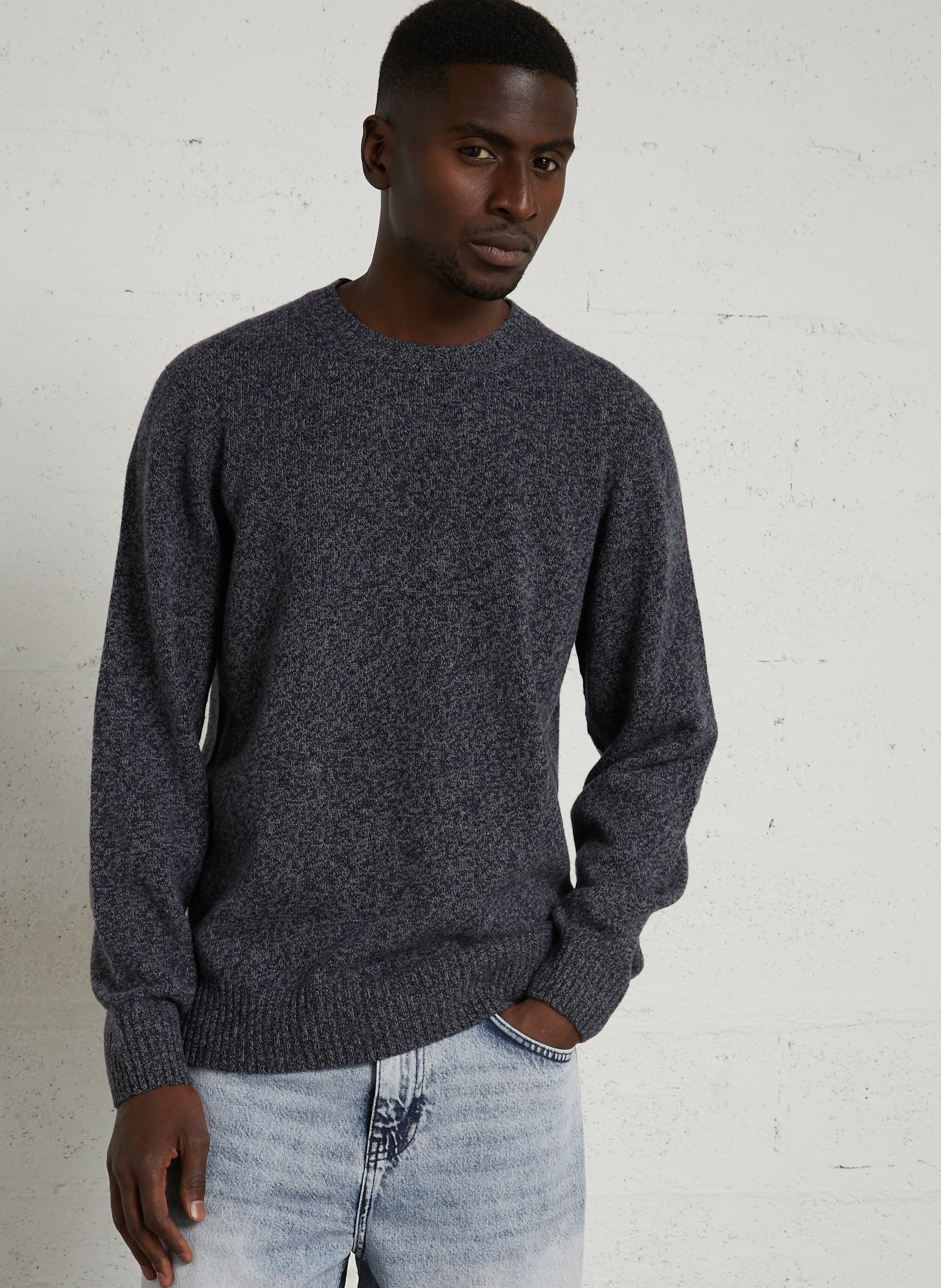 Pull droit col rond en laine HARTFORD Bleu