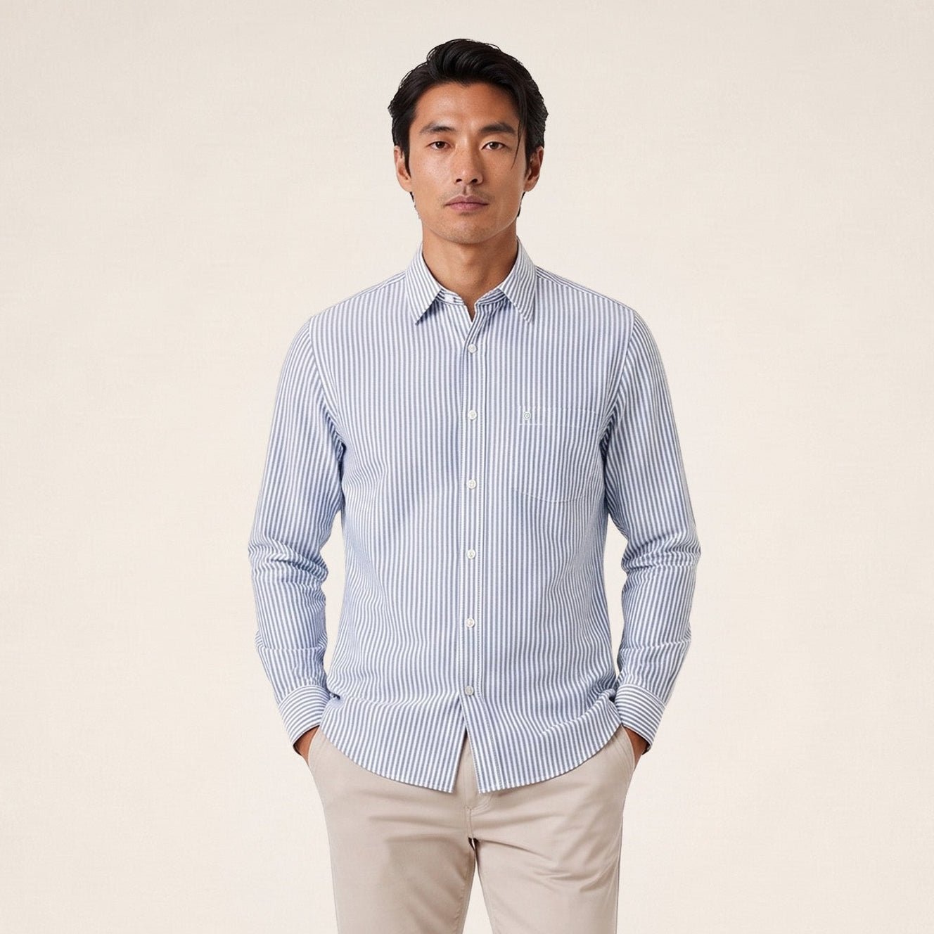 Long-sleeved cotton shirt with stripes SERGE BLANCO Blue