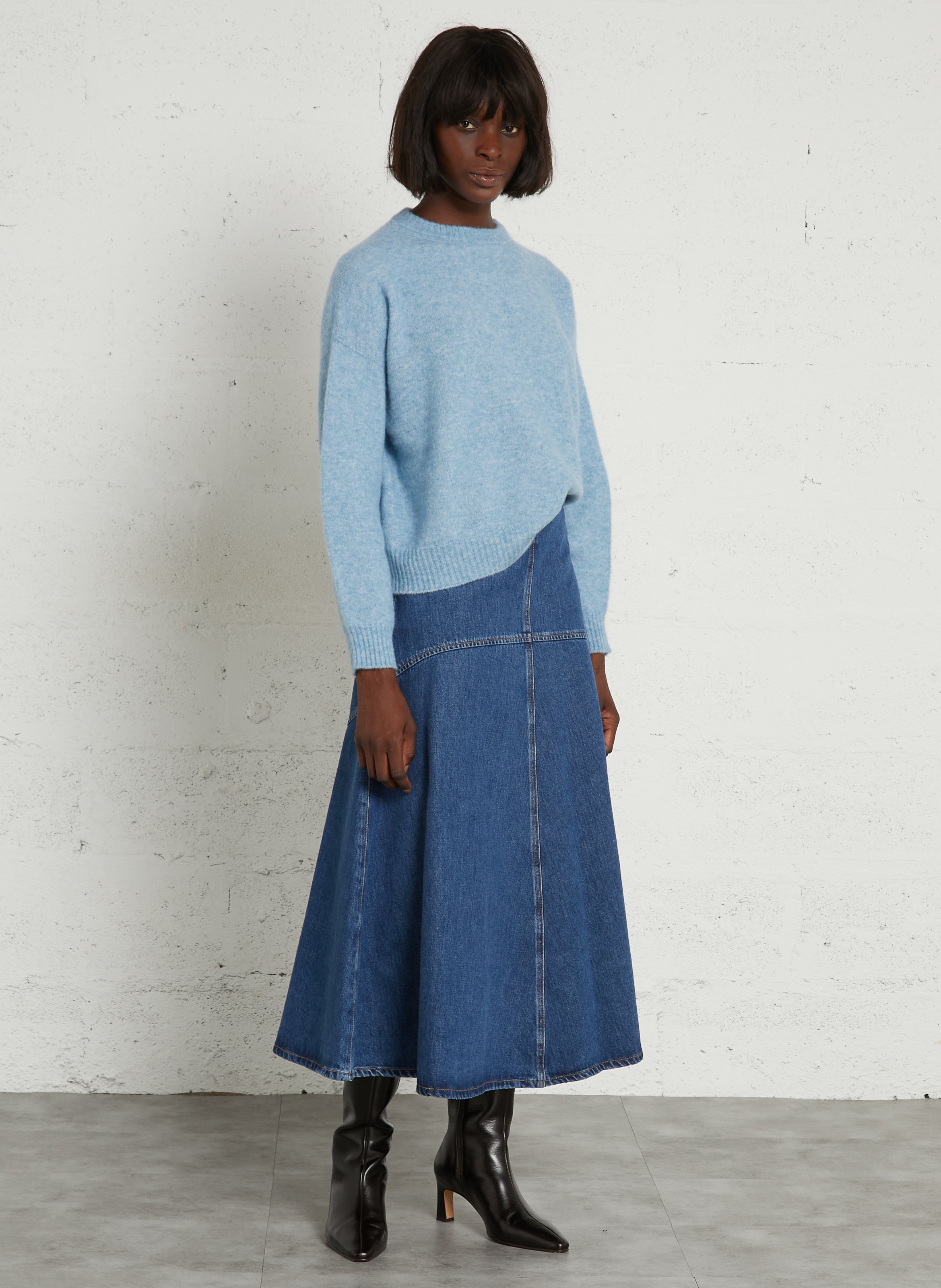 Loose-fit alpaca-blend round-neck sweater MAX MARA WEEK END Blue