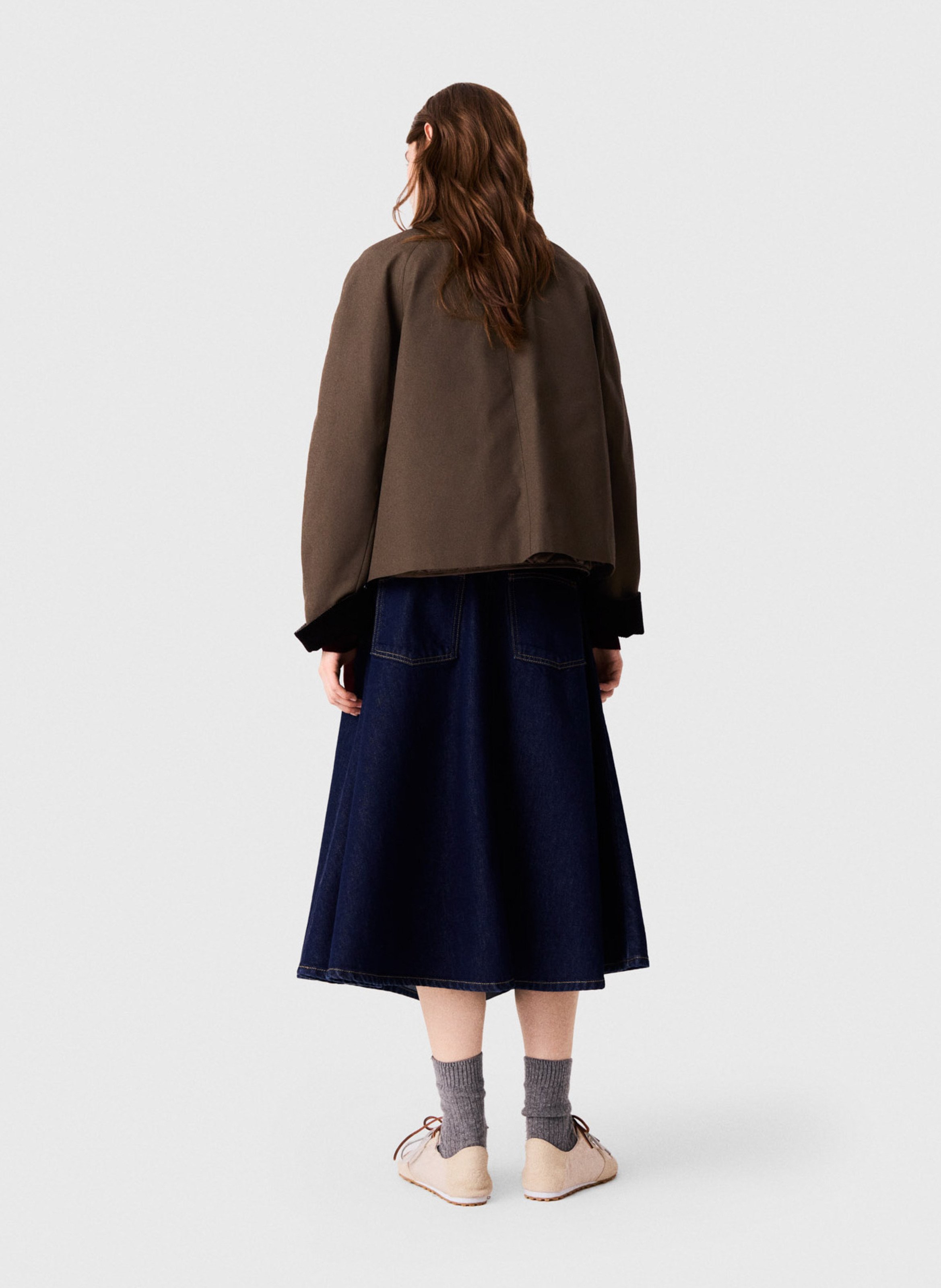 A-line cotton jacket MAJE Khaki