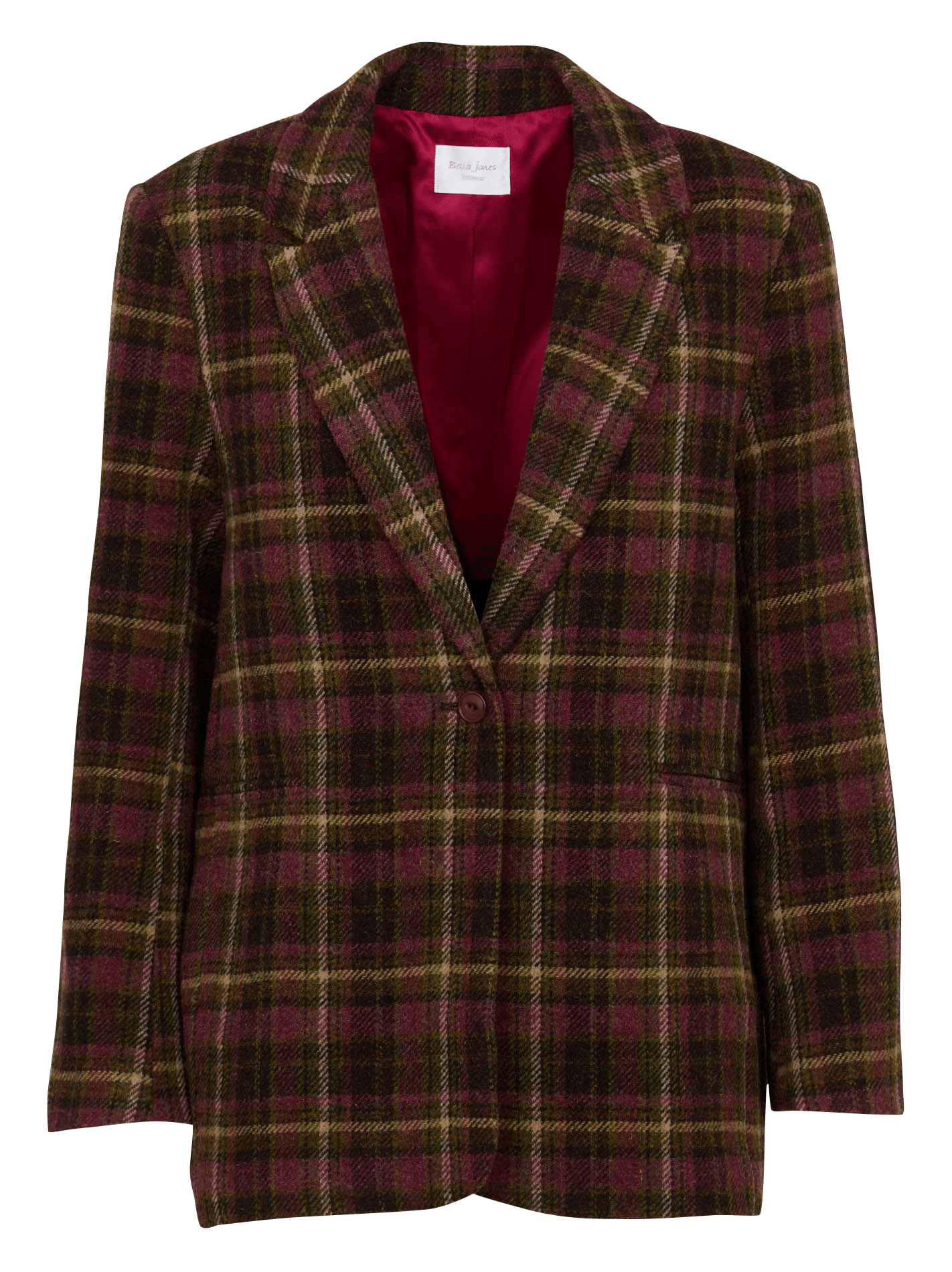 Veste ample col tailleur à carreaux en laine vierge BELLA JONES